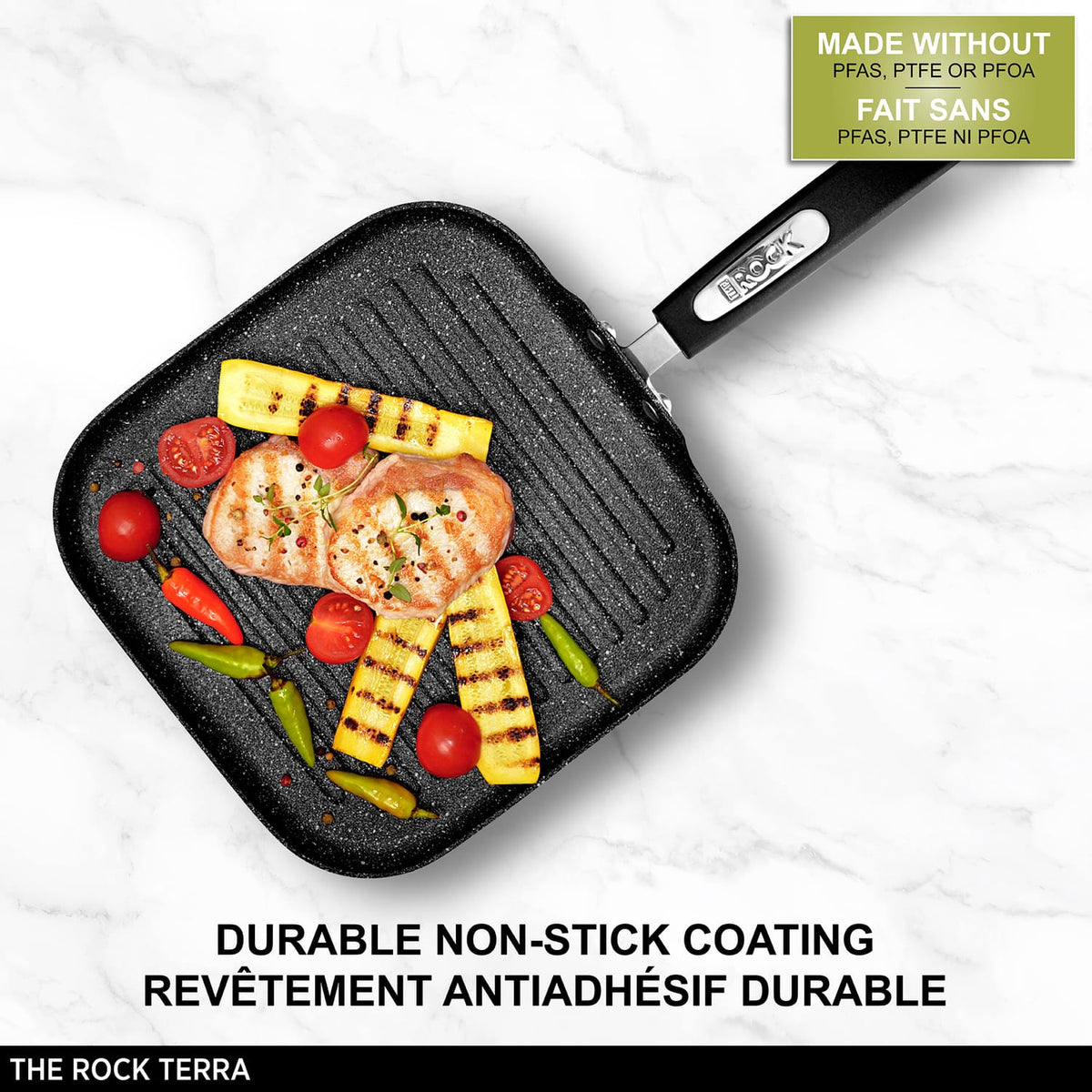 The Rock by Starfrit 10-In. Terra Collection Nonstick Grill Pan with Bakelite Handle