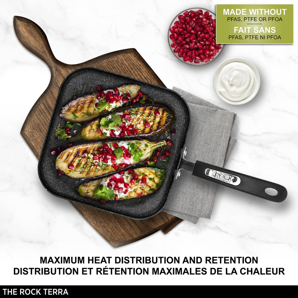 The Rock by Starfrit 10-In. Terra Collection Nonstick Grill Pan with Bakelite Handle