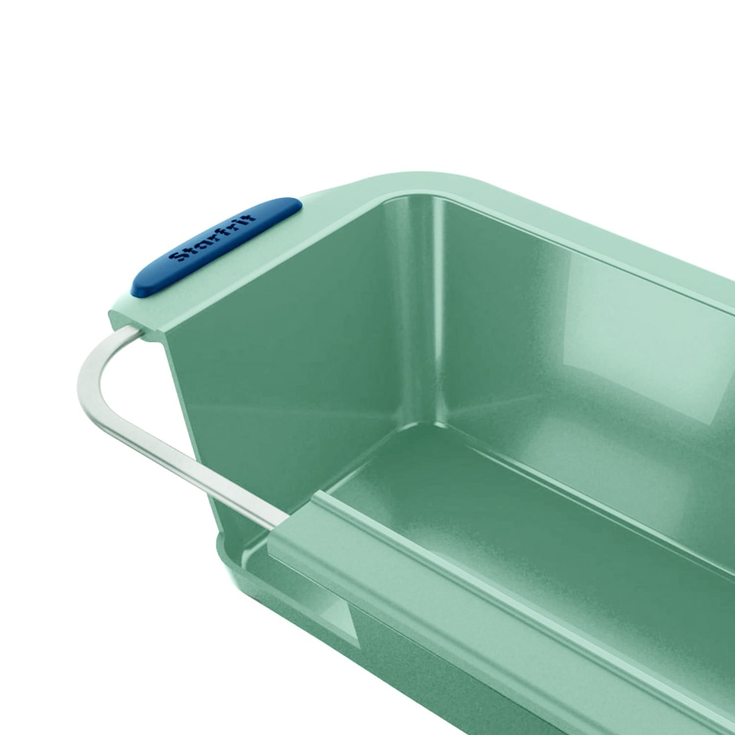Starfrit 9.5-In. x 4-In. Silicone Loaf Pan with Integrated Metal Frame, Sage Green