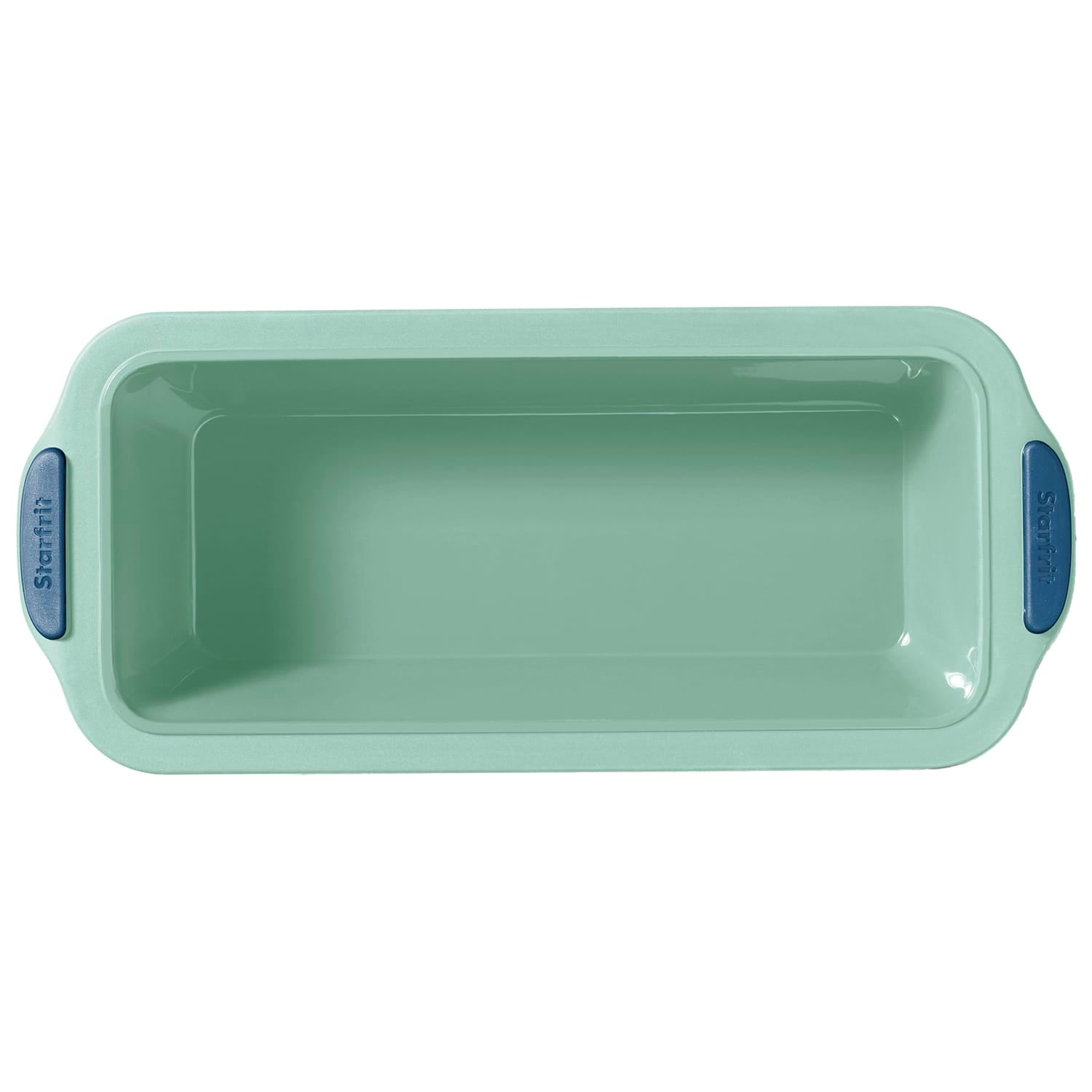 Starfrit 9.5-In. x 4-In. Silicone Loaf Pan with Integrated Metal Frame, Sage Green