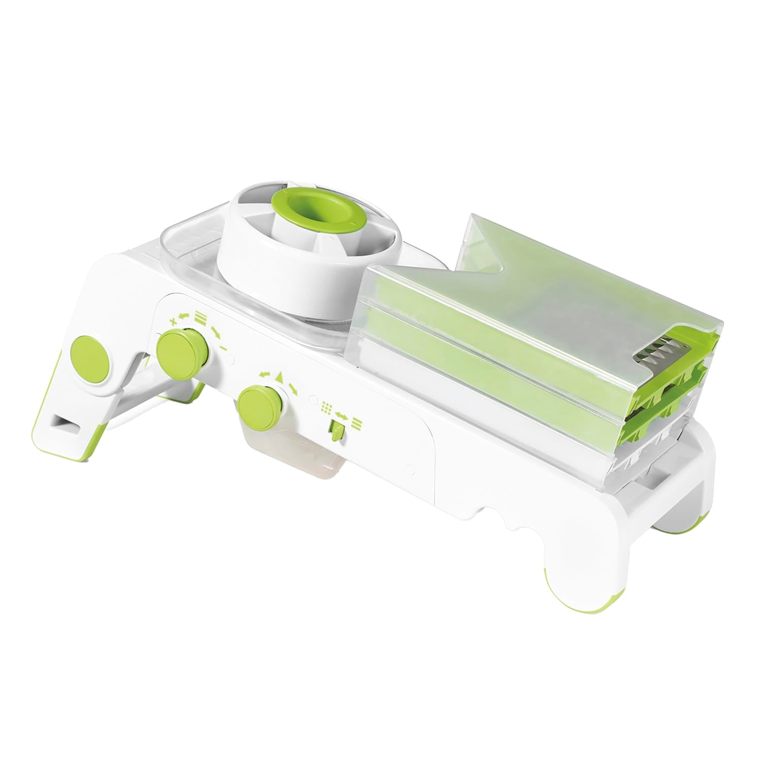 Starfrit Cubing Pro Mandoline Slicer with Storage Box, White with Green