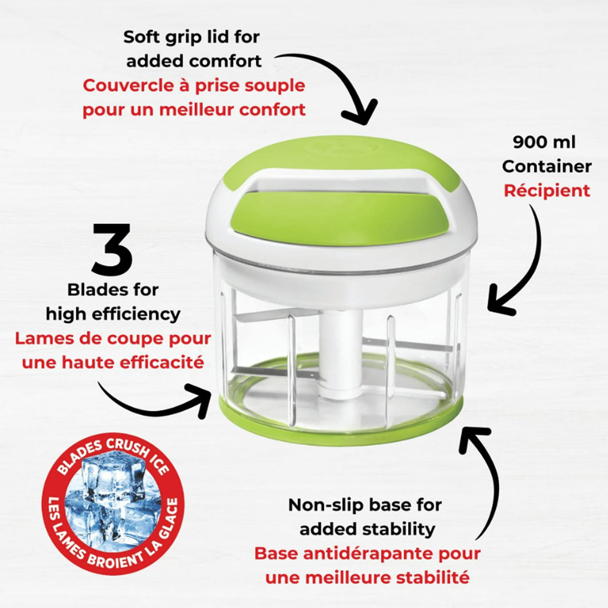 Starfrit Pull Chopper with Lid, Green/White