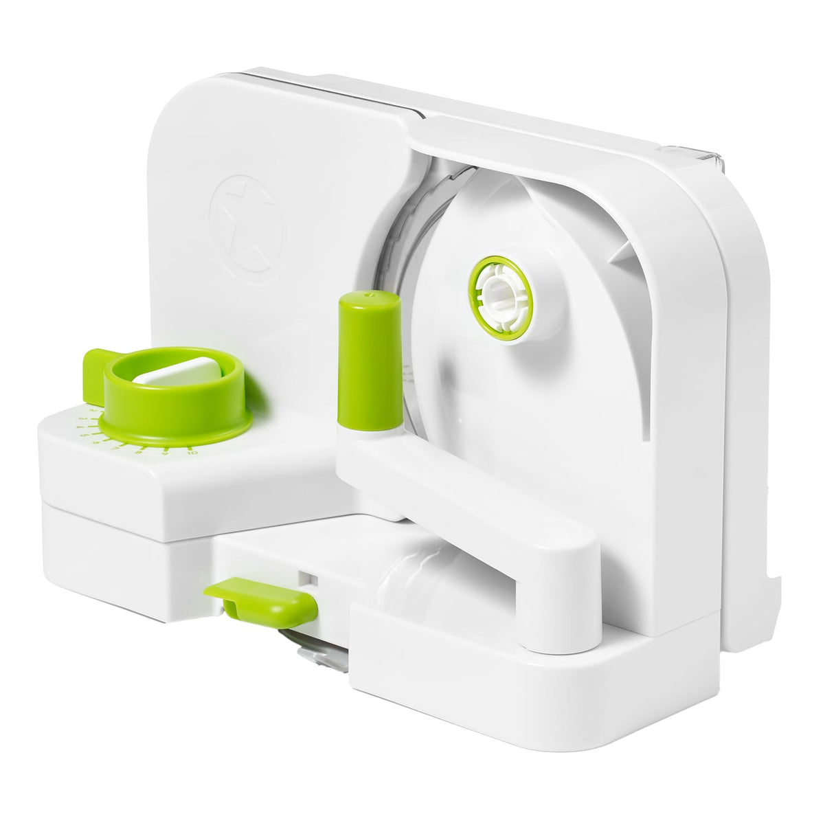 Starfrit Deli Slicer with 6.5-In. Stainless Steel Blade, White with Green