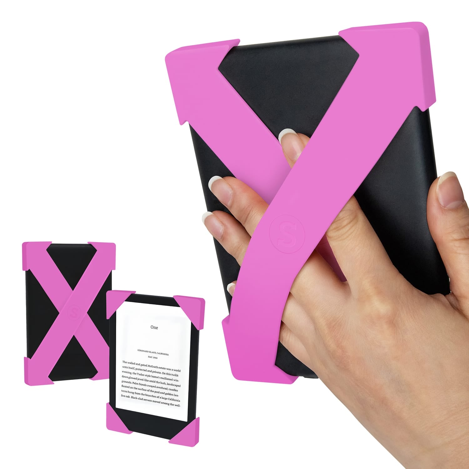 Strapsicle E-Reader Cross Straps for Select Kindle and Kobo Devices, Medium, Candy Pink