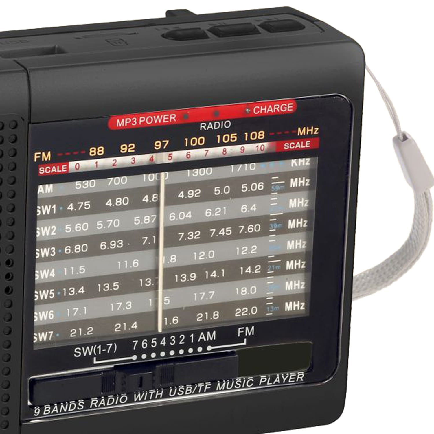Supersonic 9-Band Rechargeable Radio with Bluetooth and USB/microSD Card Input, SC-1080BT, Black