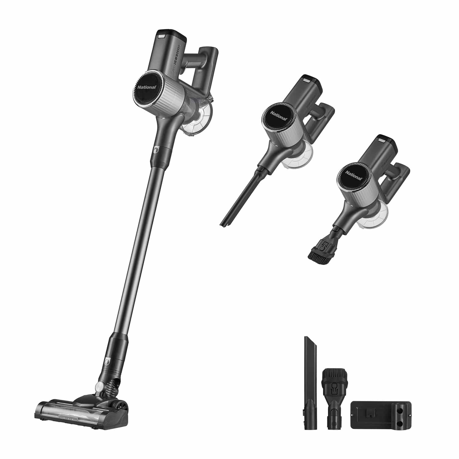 National Cordless Lightweight 2-in-1 Upright/Handheld Vacuum Cleaner with 22-kPa Suction, HEPA Filter, and Attachments, NA-870V