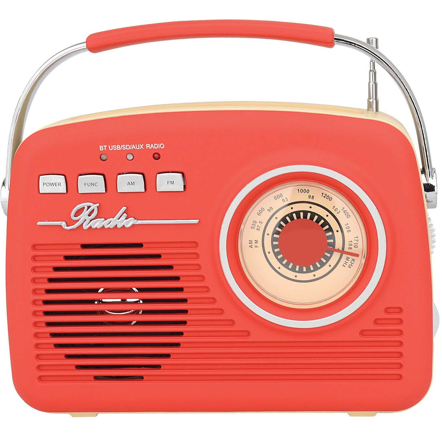 Supersonic Retro Portable AM/FM Radio with Bluetooth, SC-1201, Red