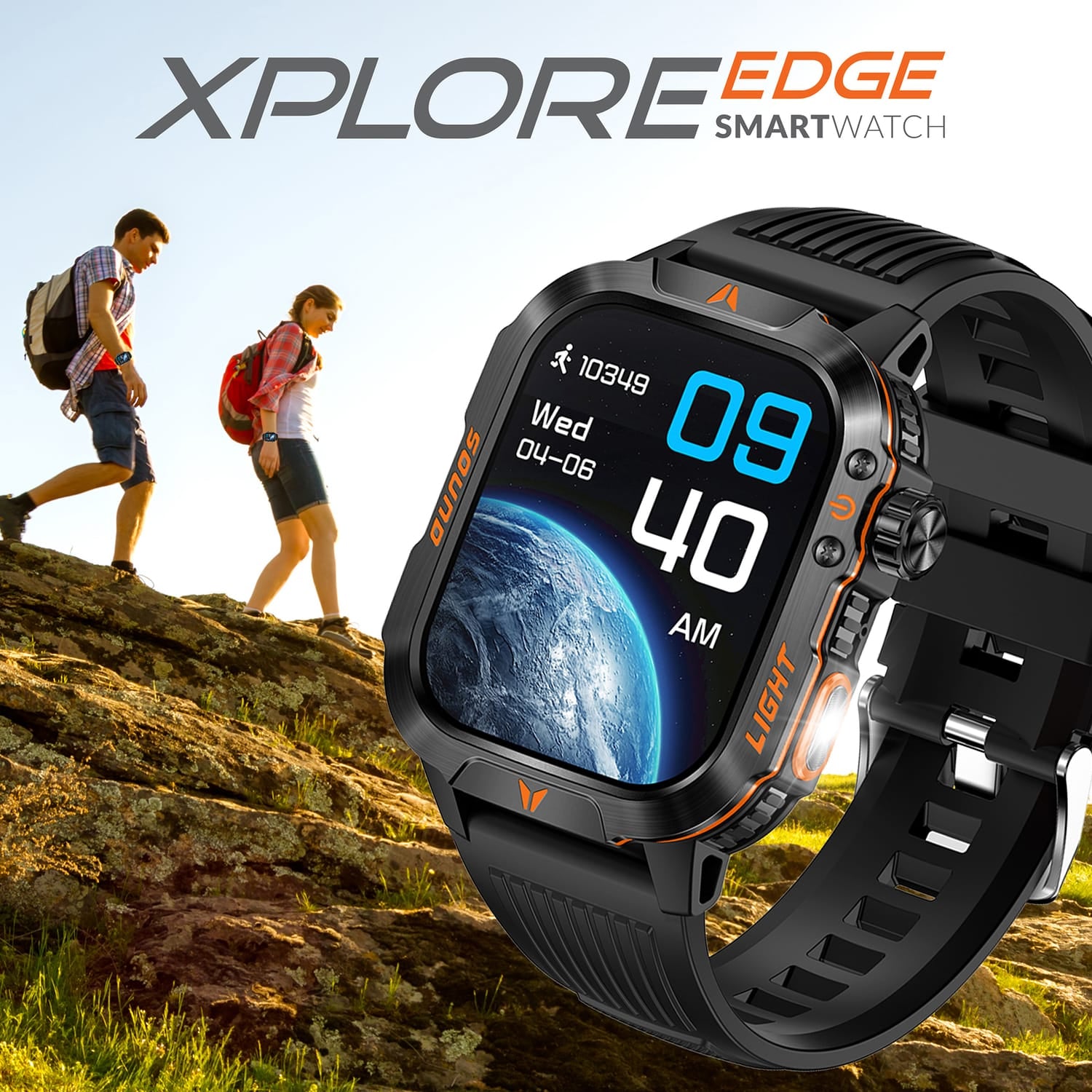 Supersonic XPLORE EDGE with 2-In. Color Touch Screen, Bluetooth, Heart Rate/Blood Pressure/Blood Oxygen/Sleep/Activity, and IP67 Water-Resistant