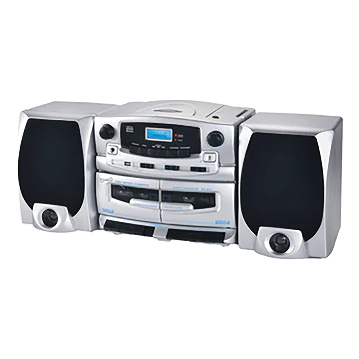 Supersonic 21-Watt Bluetooth Home Stereo System with Detachable Speakers, CD/Dual-Cassette Players, FM Radio, Mic Input, and Remote, SC-2121BT