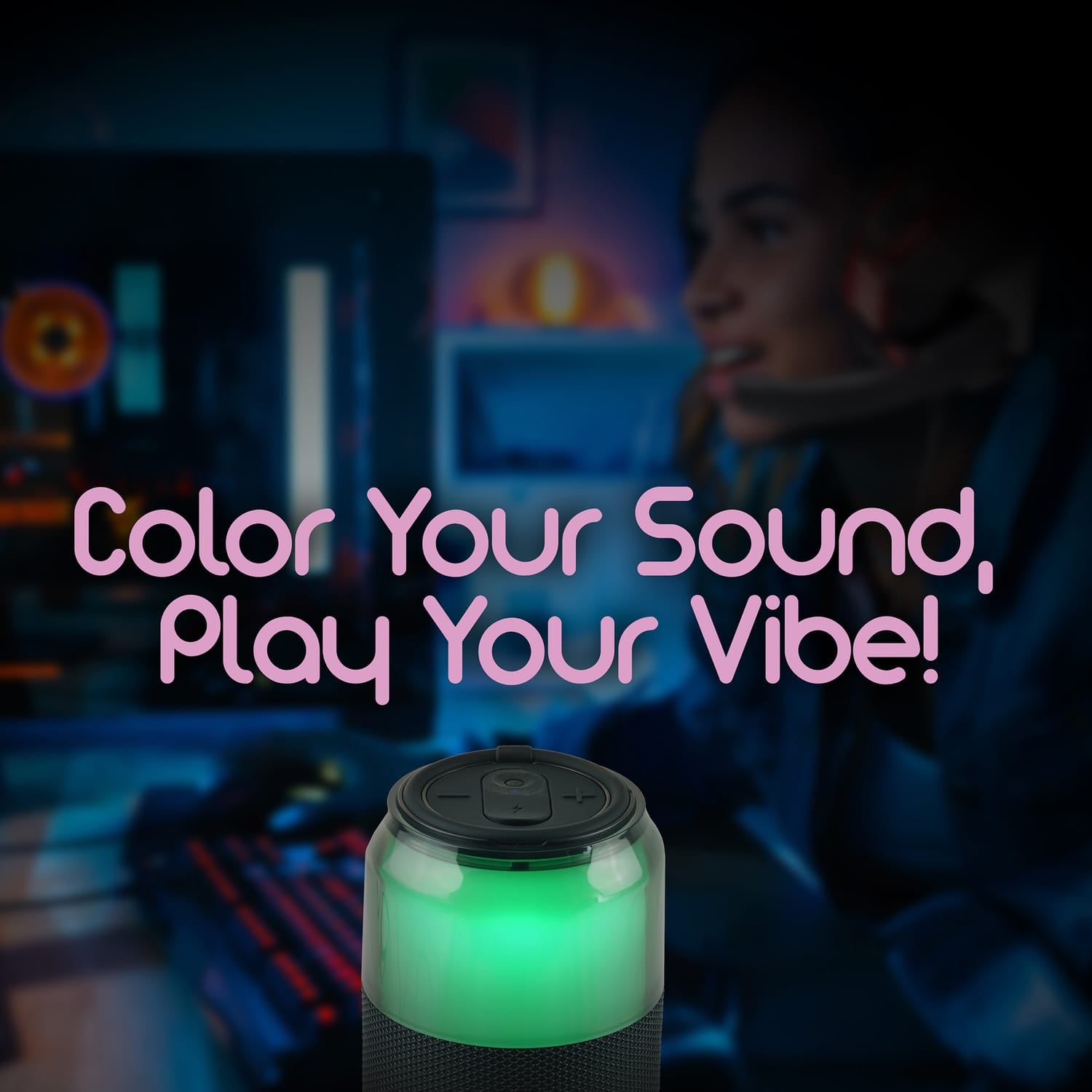 Supersonic SodaBoom Portable Bluetooth Speaker, True Wireless, with LED Light Show, SC-2335BT, Black