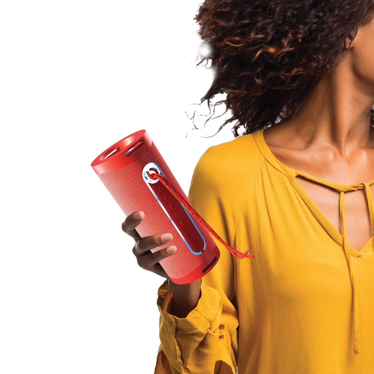 Supersonic Portable Bluetooth Speaker with LED Flashlight and Speakerphone, SC-2340BT, Red