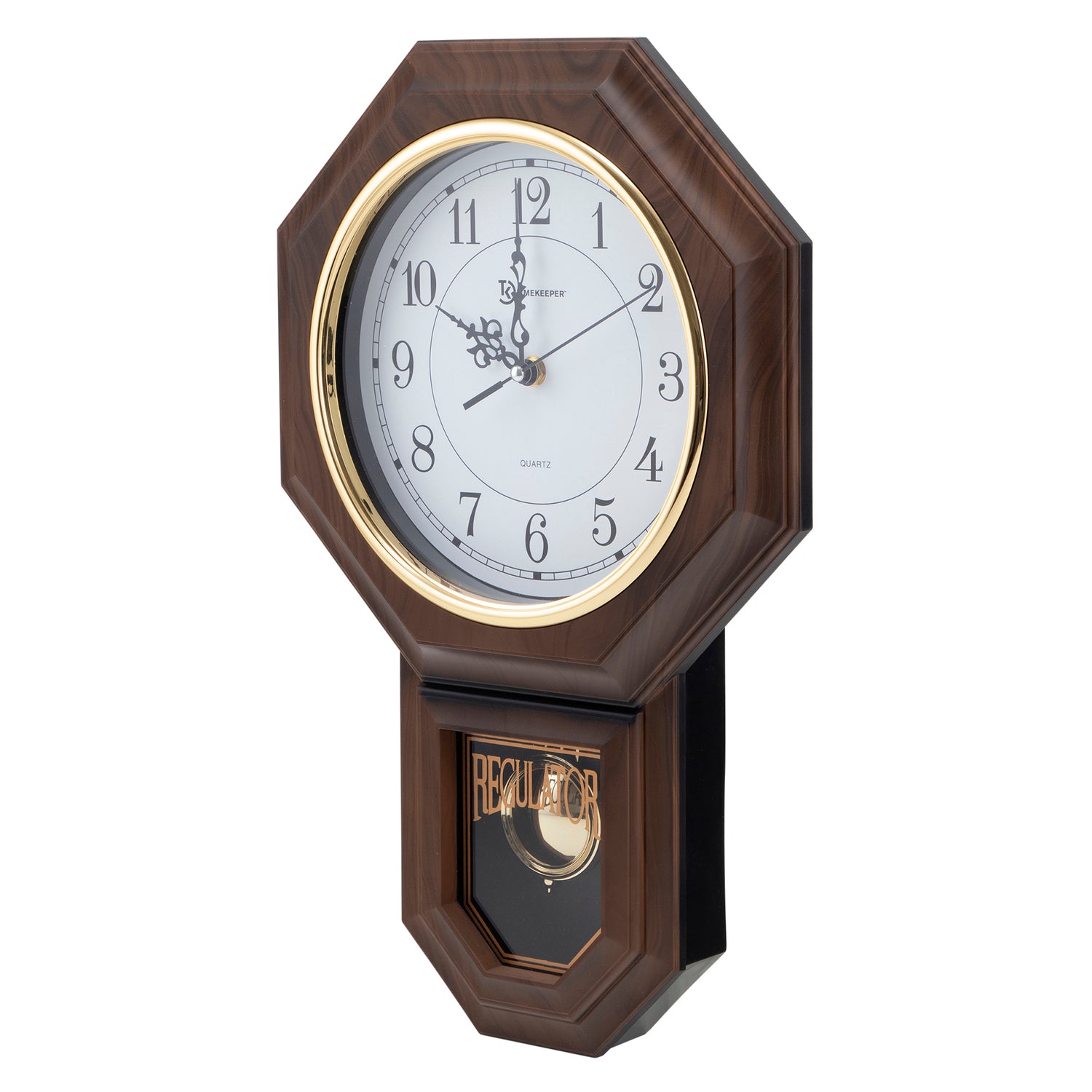 Timekeeper Essex 18.75" Modern Pendulum Wall Clock, Faux Wood