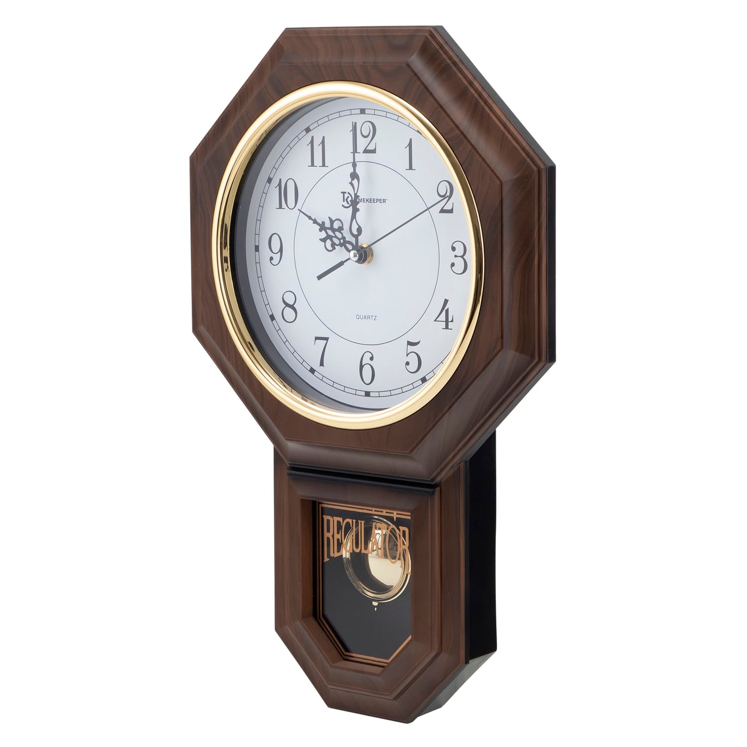 Timekeeper Essex 18.75" Modern Pendulum Wall Clock, Faux Wood