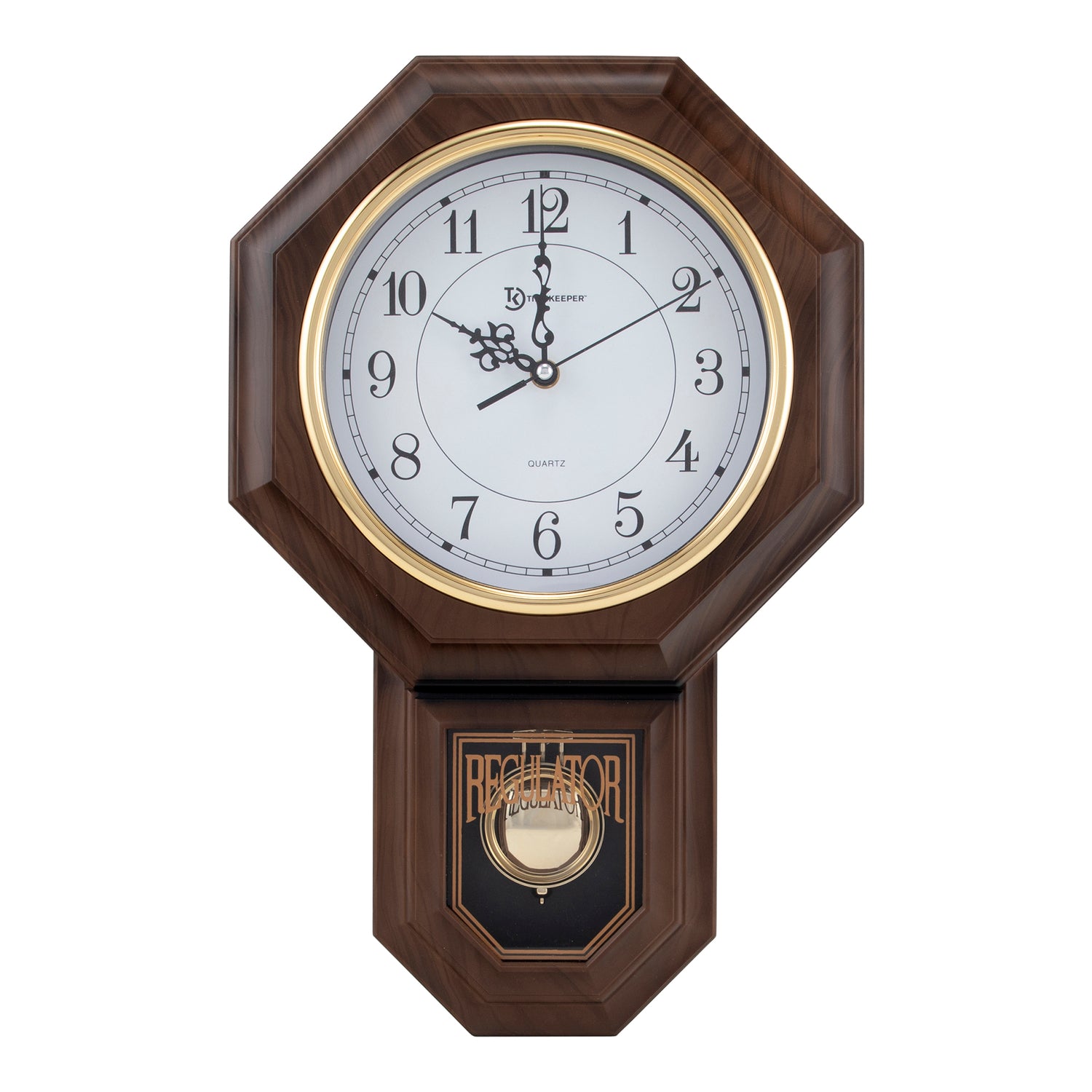 Timekeeper Essex 18.75" Modern Pendulum Wall Clock, Faux Wood