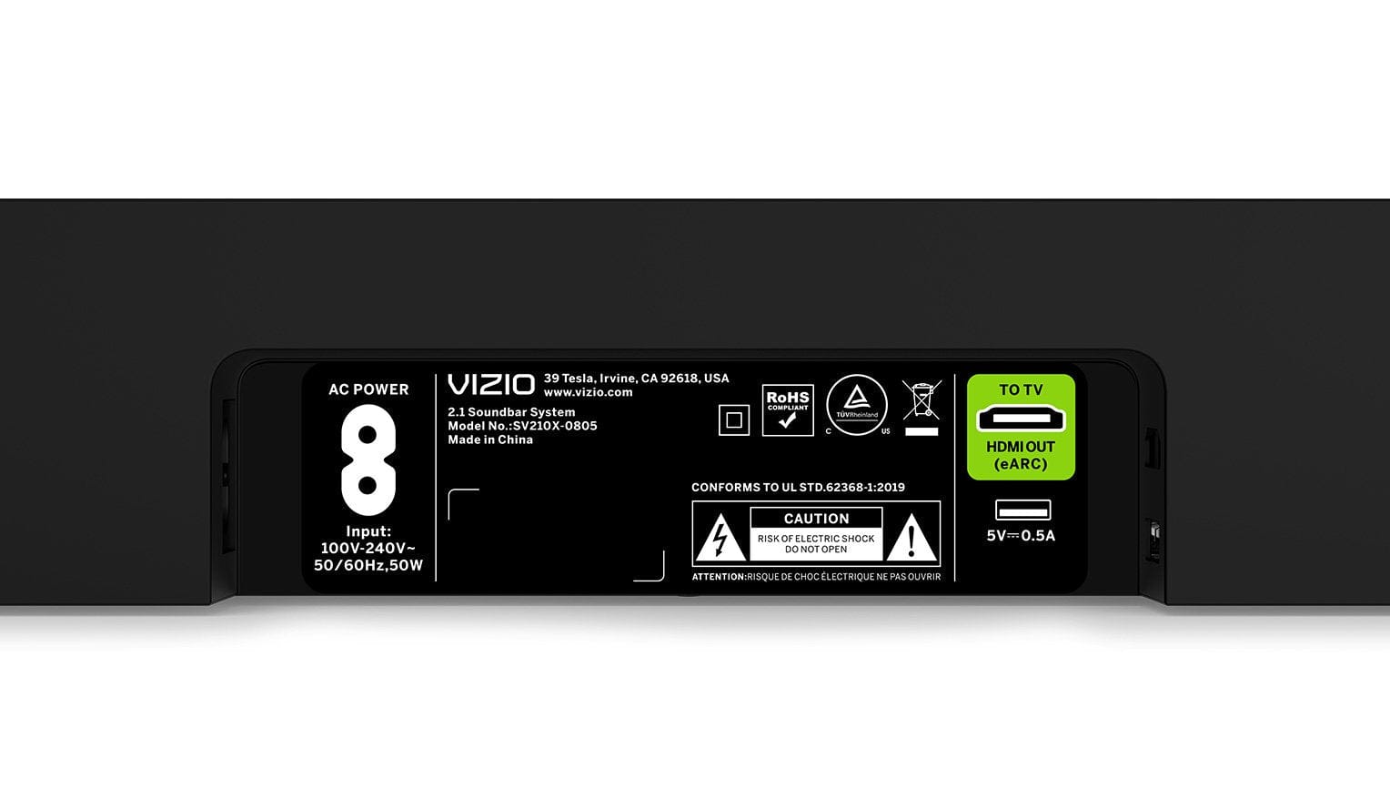 Vizio 2.1 Soundbar, Dolby Atmos, DTS:X, Wireless Subwoofer, Black - Open Box