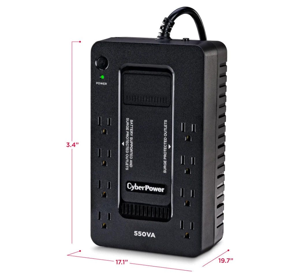 Cyber Power 550VA/330W Battery Backup UPS System with 8 Outlets, Black - Cerified Refurbished