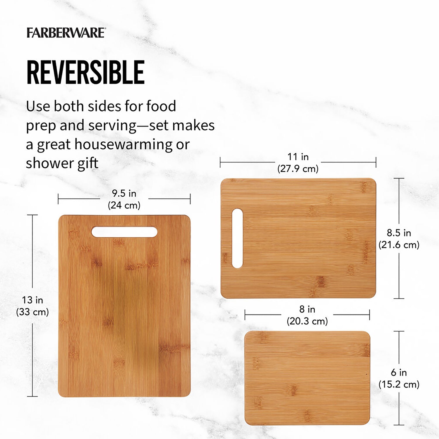 Farberware Bamboo Cutting Board Set, 3 Pack