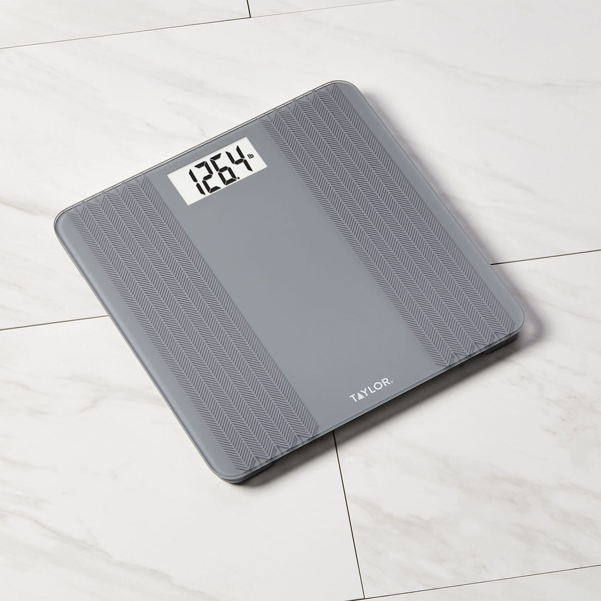 Taylor Precision Products Digital Glass Scale with Textured Herringbone Design, 500-Lb. Capacity