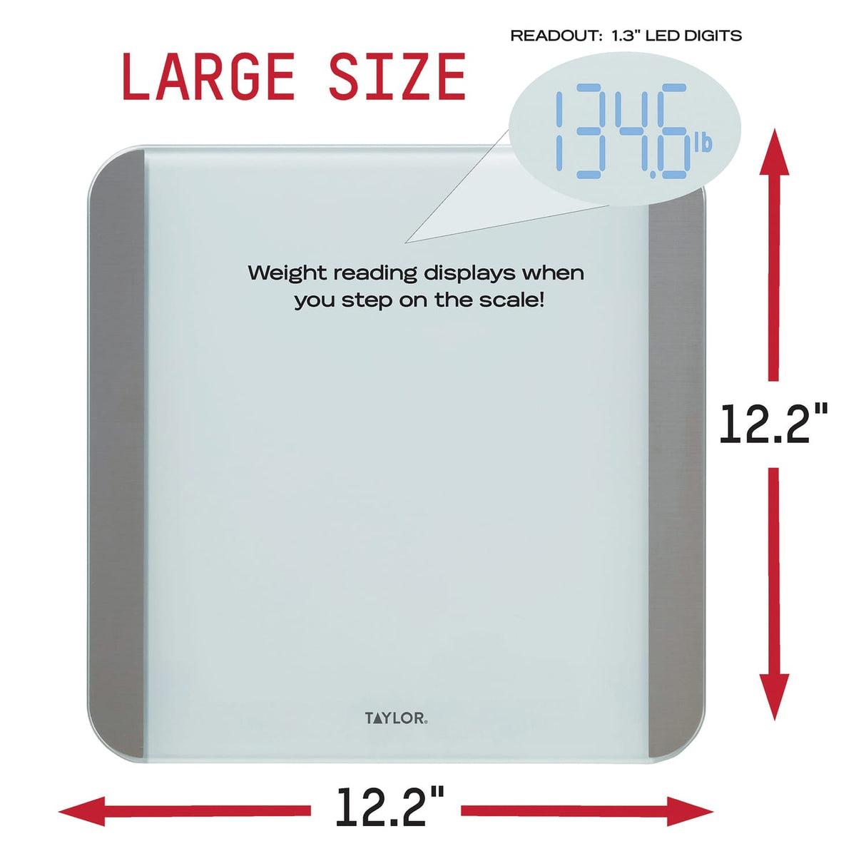 Taylor Precision Products Digital Motion Sensor Bathroom Scale, White, 440-Lb. Capacity