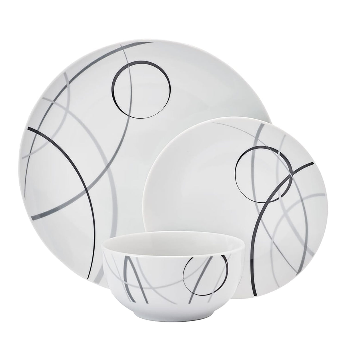 Studio Nova 12-Piece Porcelain Dinnerware Set, Circles Pattern