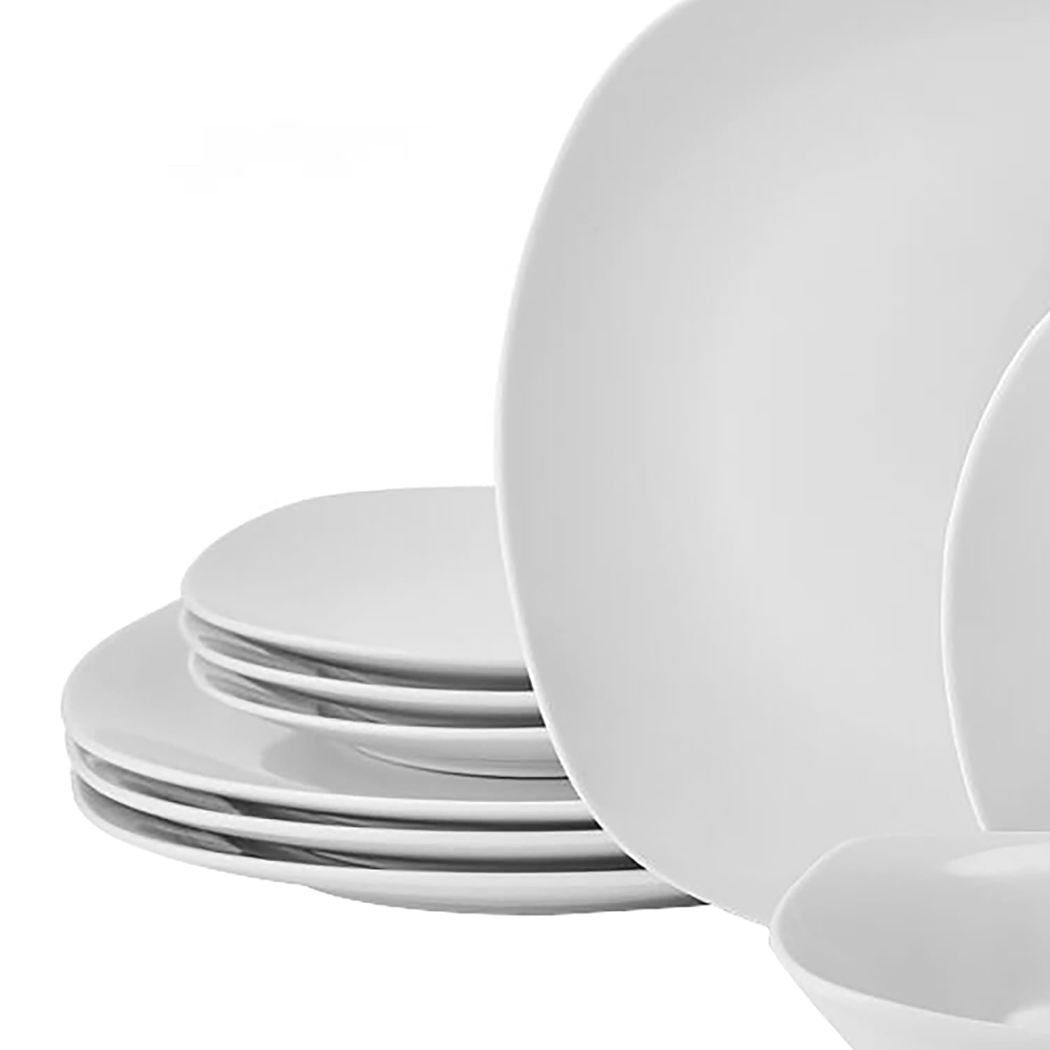 Studio Nova 12-Piece Square Porcelain Dinnerware Set, Tara White