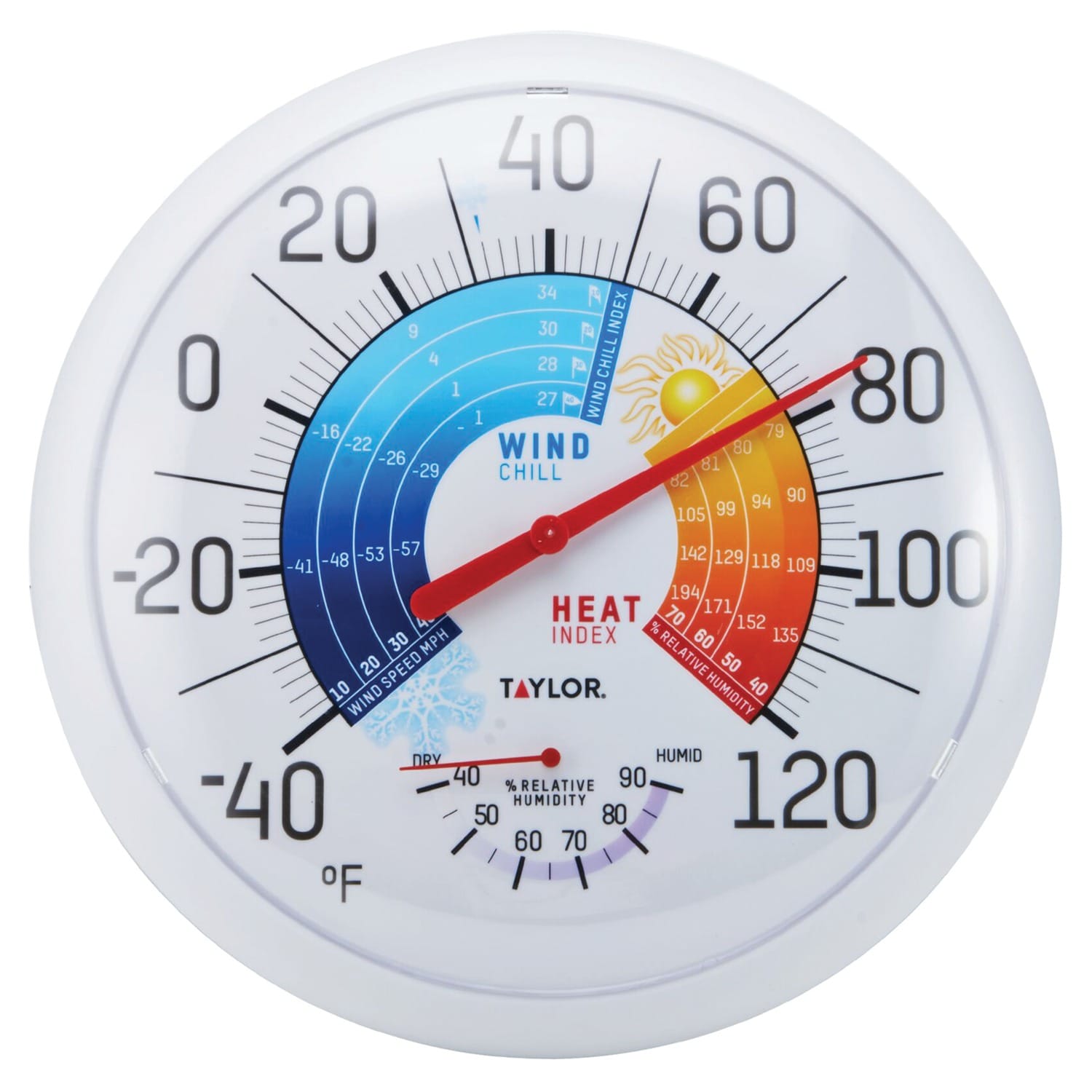 Taylor Precision Products 13.25-Inch Wind Chill/Heat Index Thermometer and Hygrometer