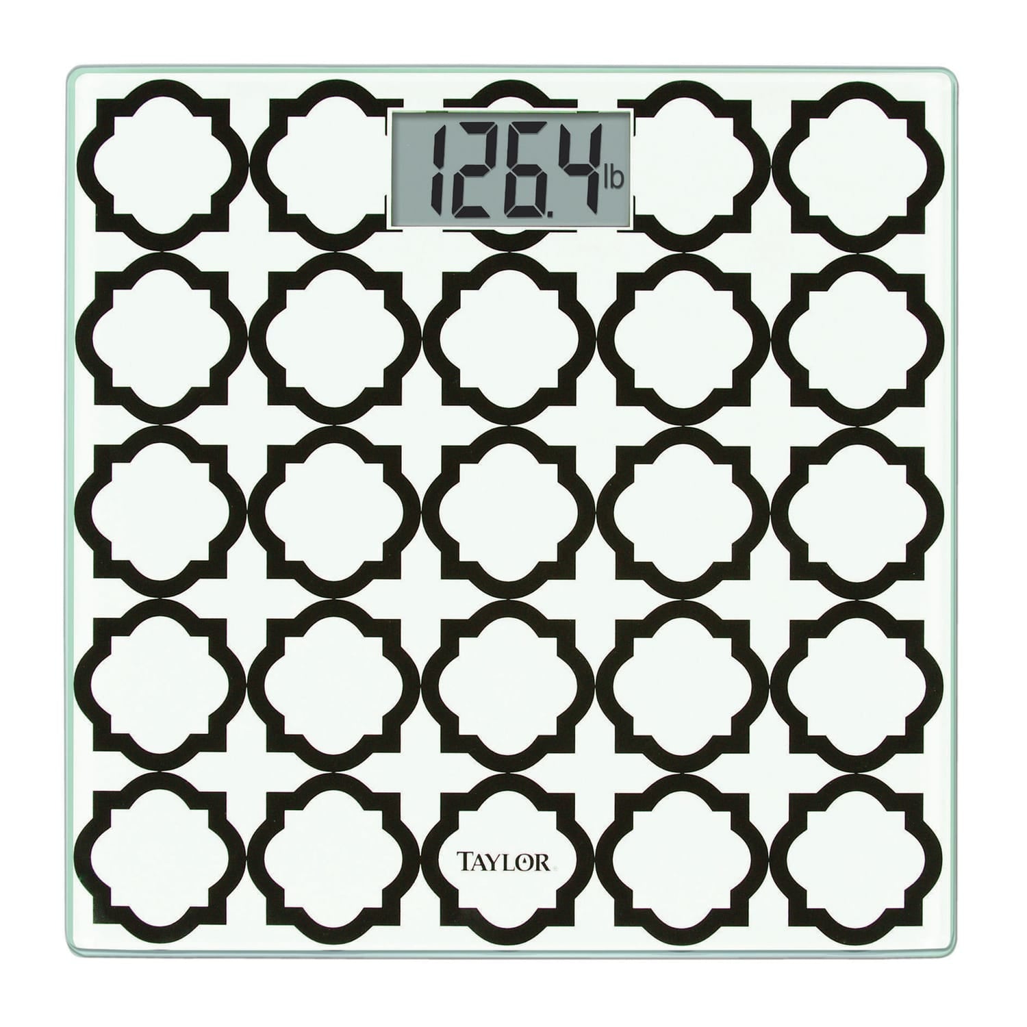 Taylor Precision Products Digital Glass Bathroom Scale with Black/White Lattice, 400-Lb. Capacity
