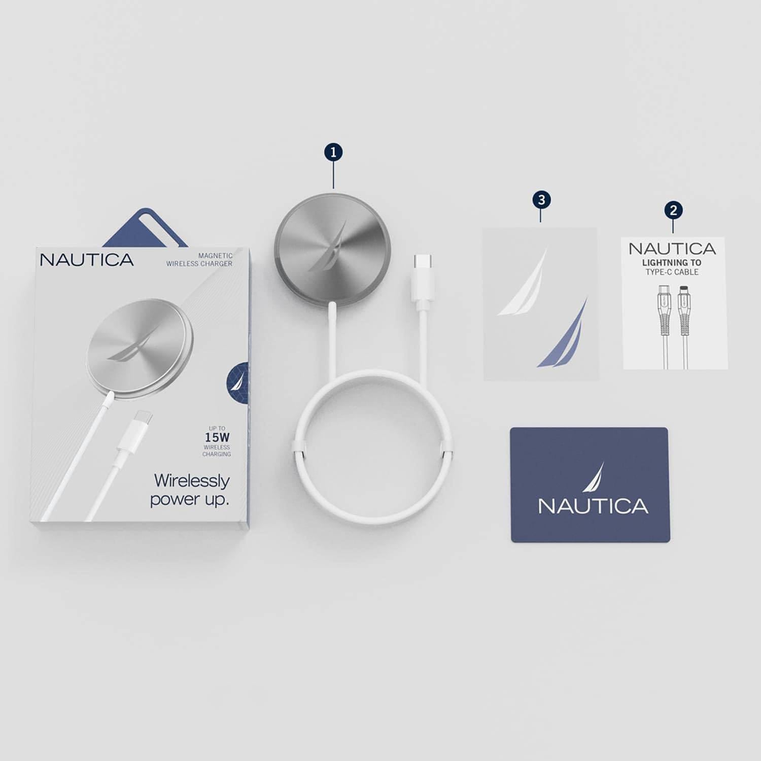 Nautica 15-Watt Magnetic Magsafe Wireless Charger, White, CH200