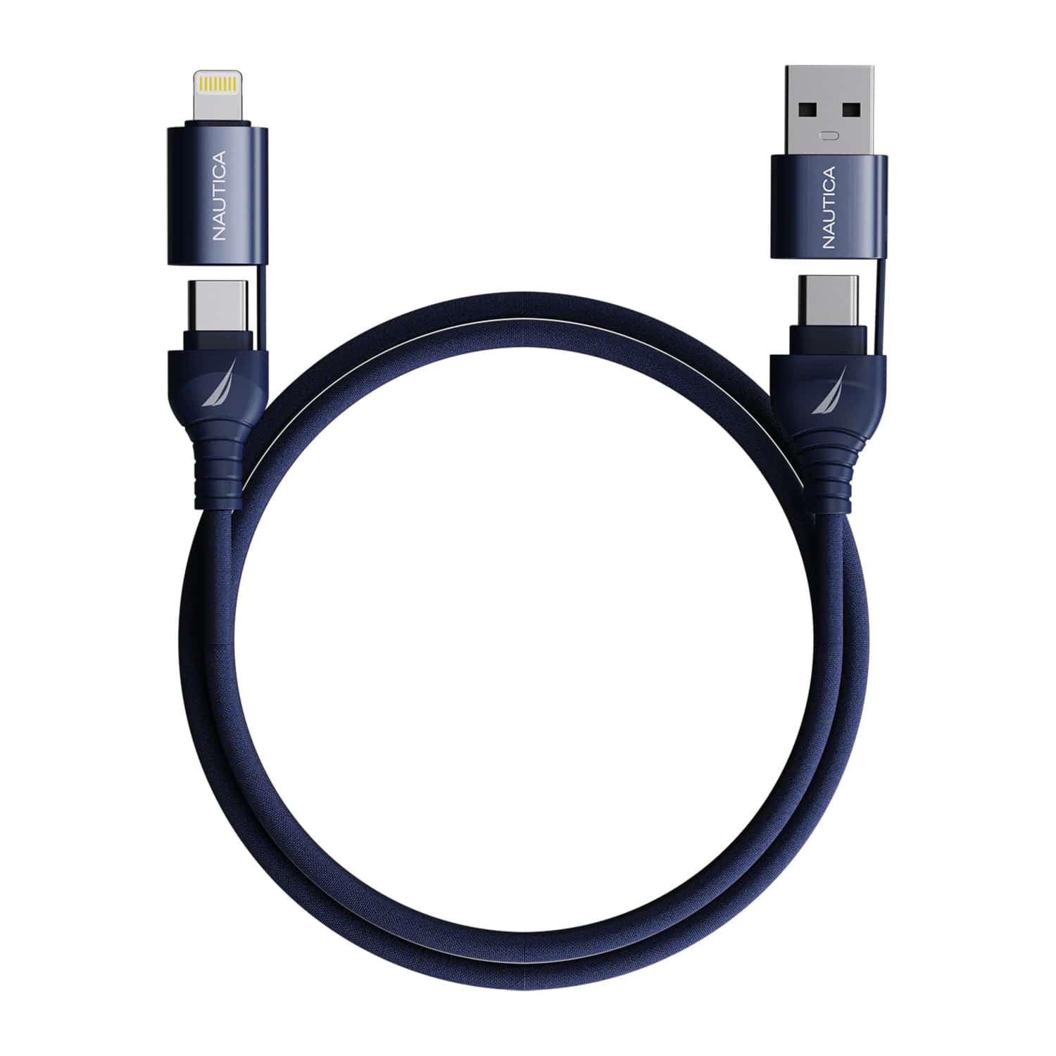 Nautica 4-Ft. 100-Watt 4-in-1 Multi-Port Cable, Urban CB400, Navy