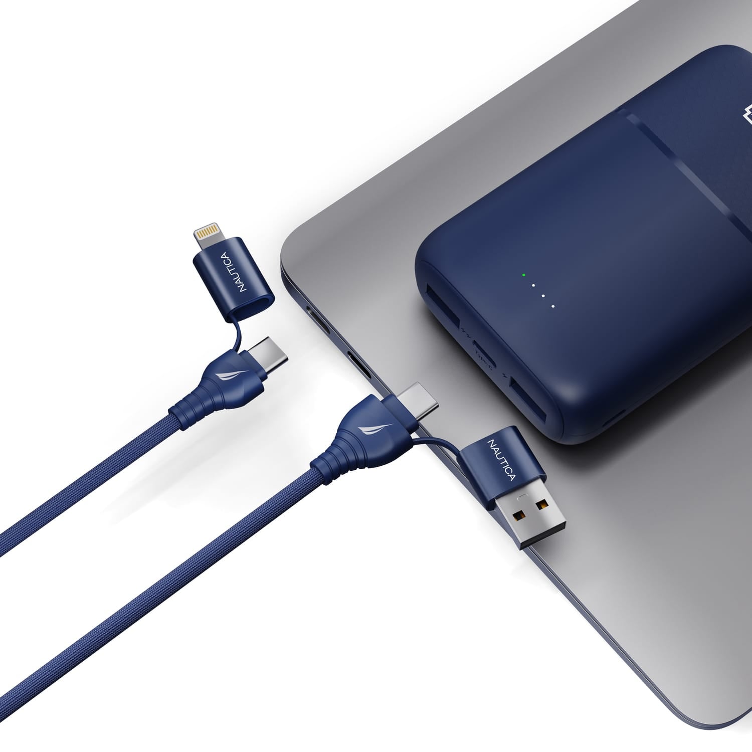 Nautica 4-Ft. 100-Watt 4-in-1 Multi-Port Cable, Urban CB400, Navy