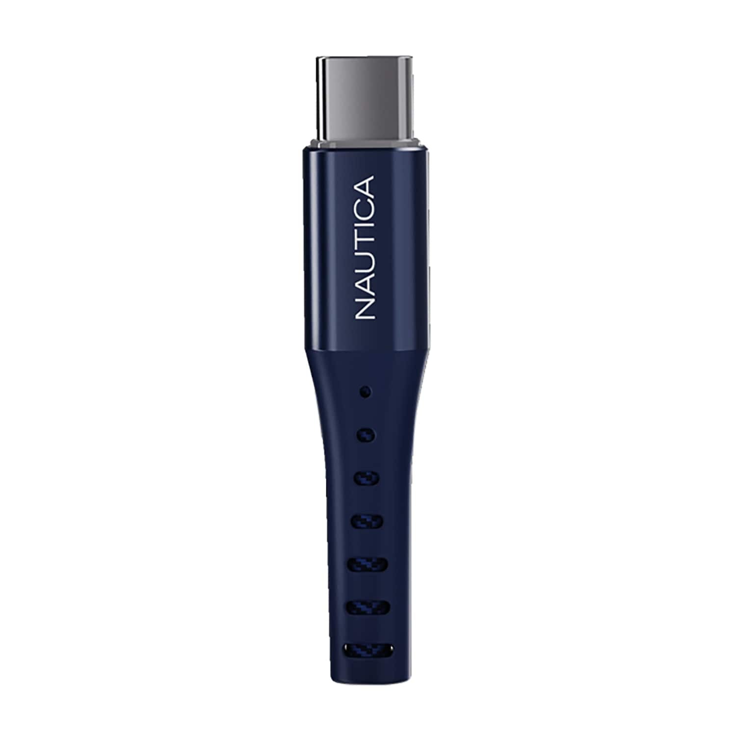 Nautica 4-Ft. 65-Watt USB-C to USB-C Cable with LED Ends, Urban CB510, Navy
