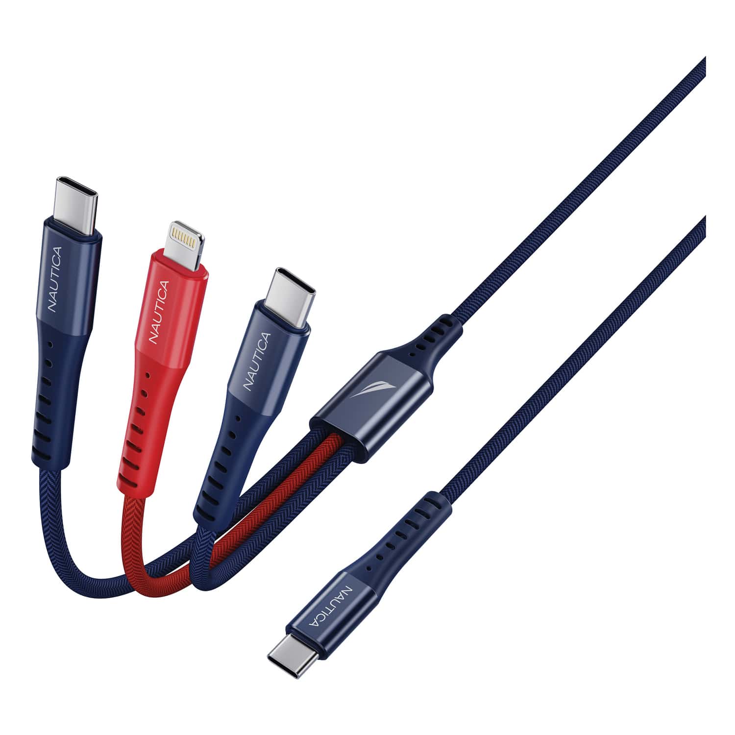 Nautica 4-Ft. 24-Watt 3-in-1 Multi-Port Cable, Urban CB630, Navy