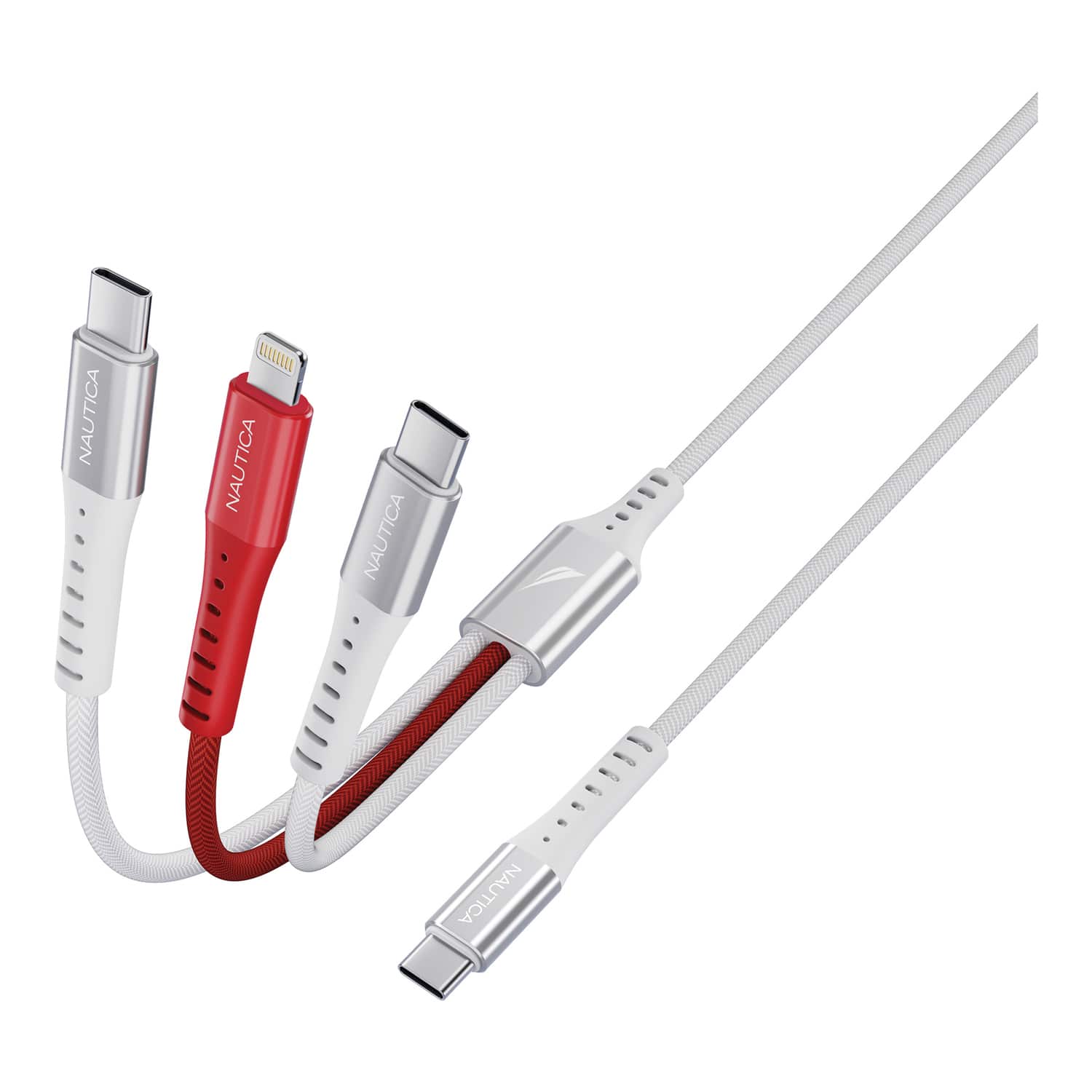 Nautica 4-Ft. 24-Watt 3-in-1 Multi-Port Cable, Urban CB630, White