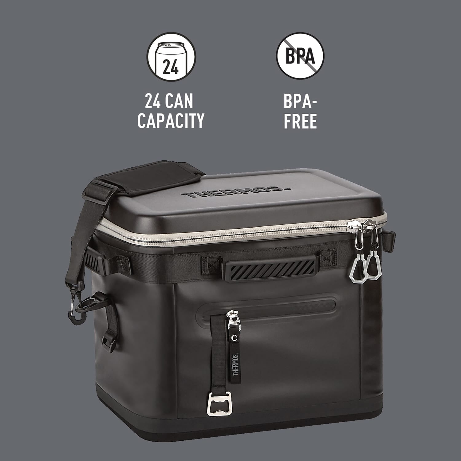 Thermos Icon Series Cooler with Shoulder Strap, Granite, 24 Can