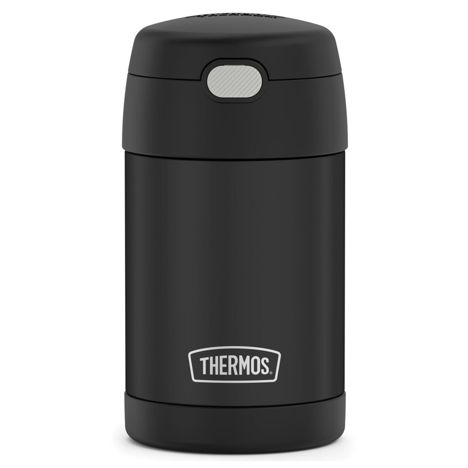 Thermos 16-Ounce FUNtainer Vacuum-Insulated Stainless Steel Food Jar with Folding Spoon, Black Matte