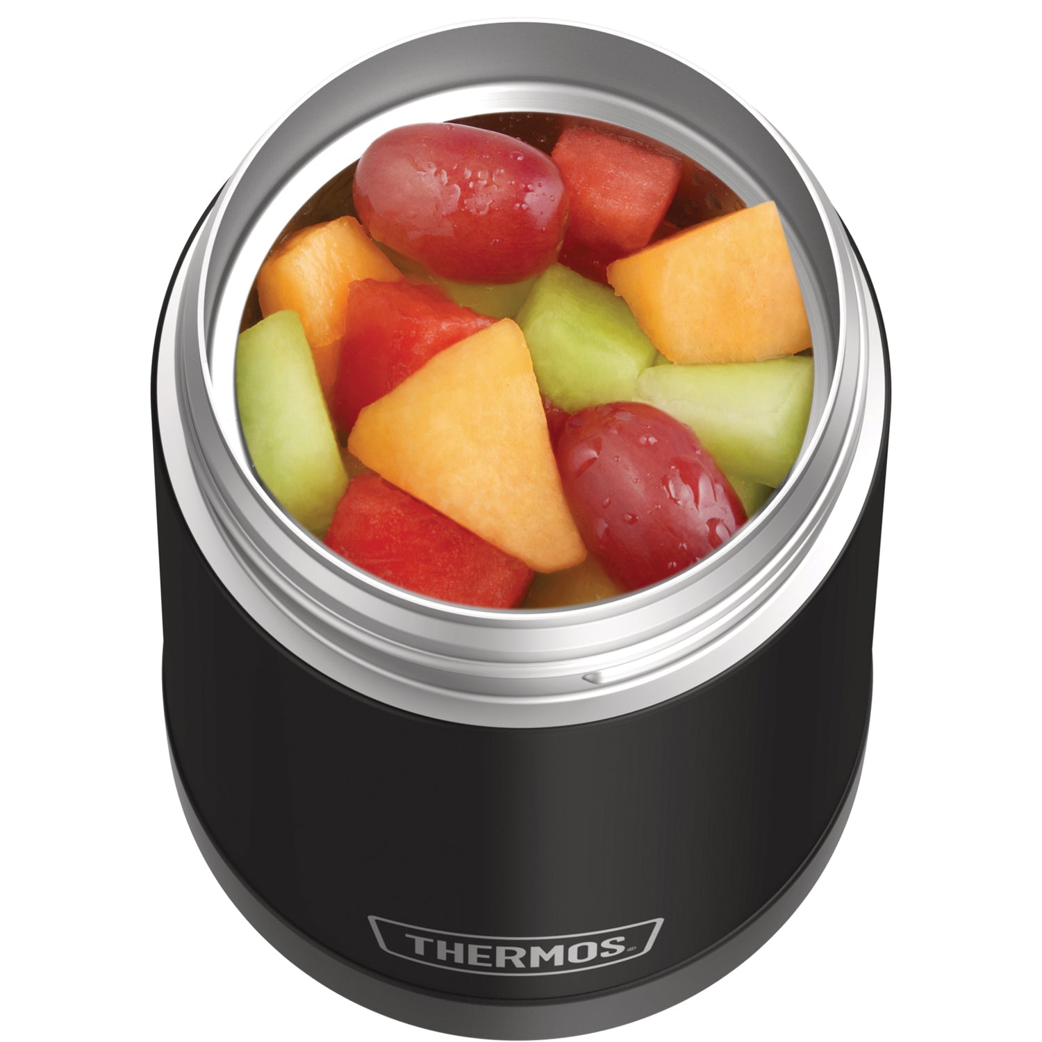 Thermos 16-Ounce FUNtainer Vacuum-Insulated Stainless Steel Food Jar with Folding Spoon, Black Matte