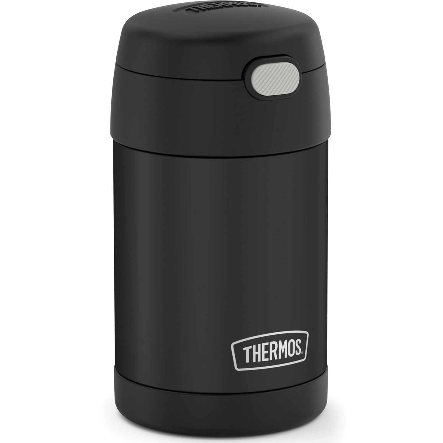 Thermos 16-Ounce FUNtainer Vacuum-Insulated Stainless Steel Food Jar with Folding Spoon, Black Matte