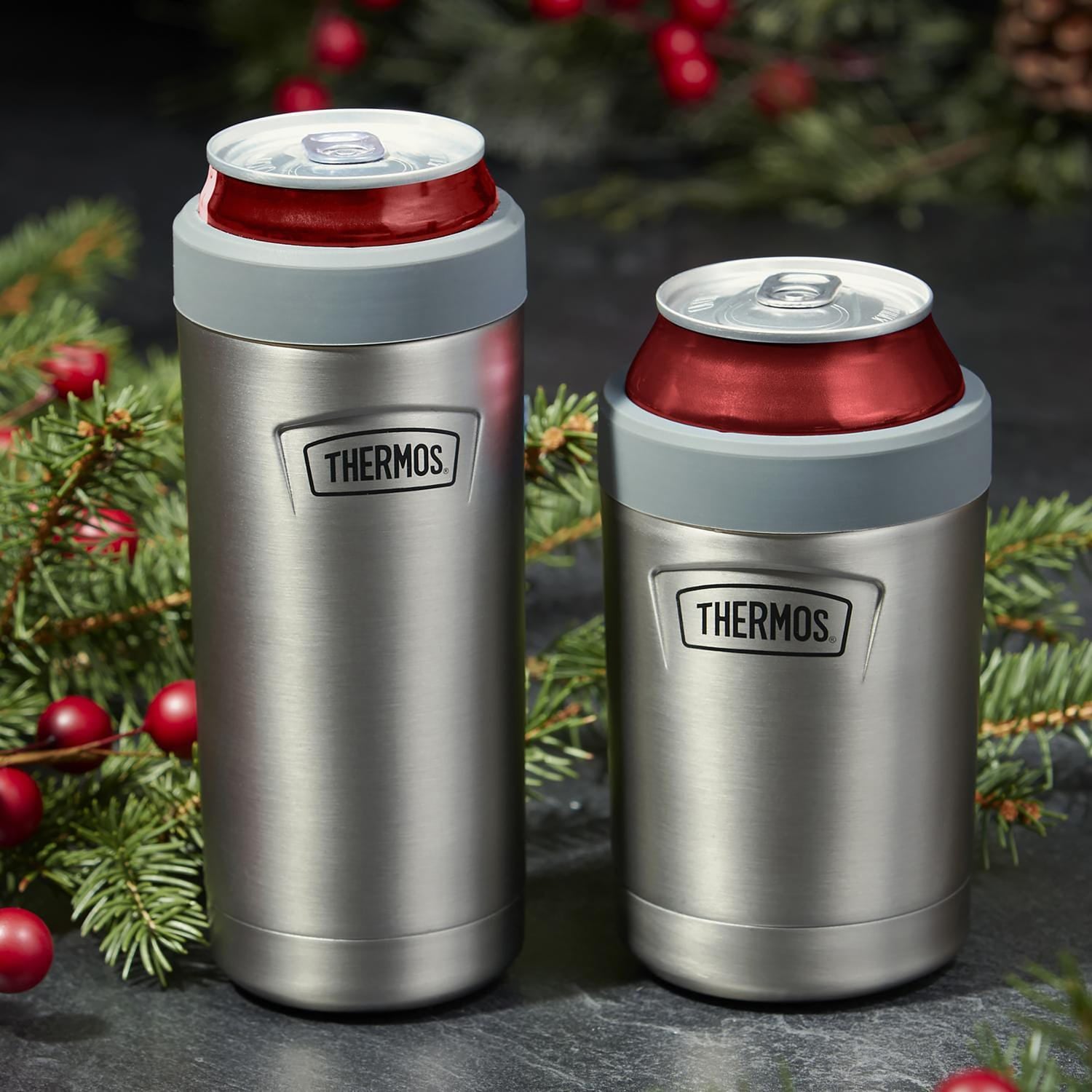 Thermos Icon Series Stainless Steel 12-Oz.-Slim-Can Beverage Insulator, Matte Stainless Steel