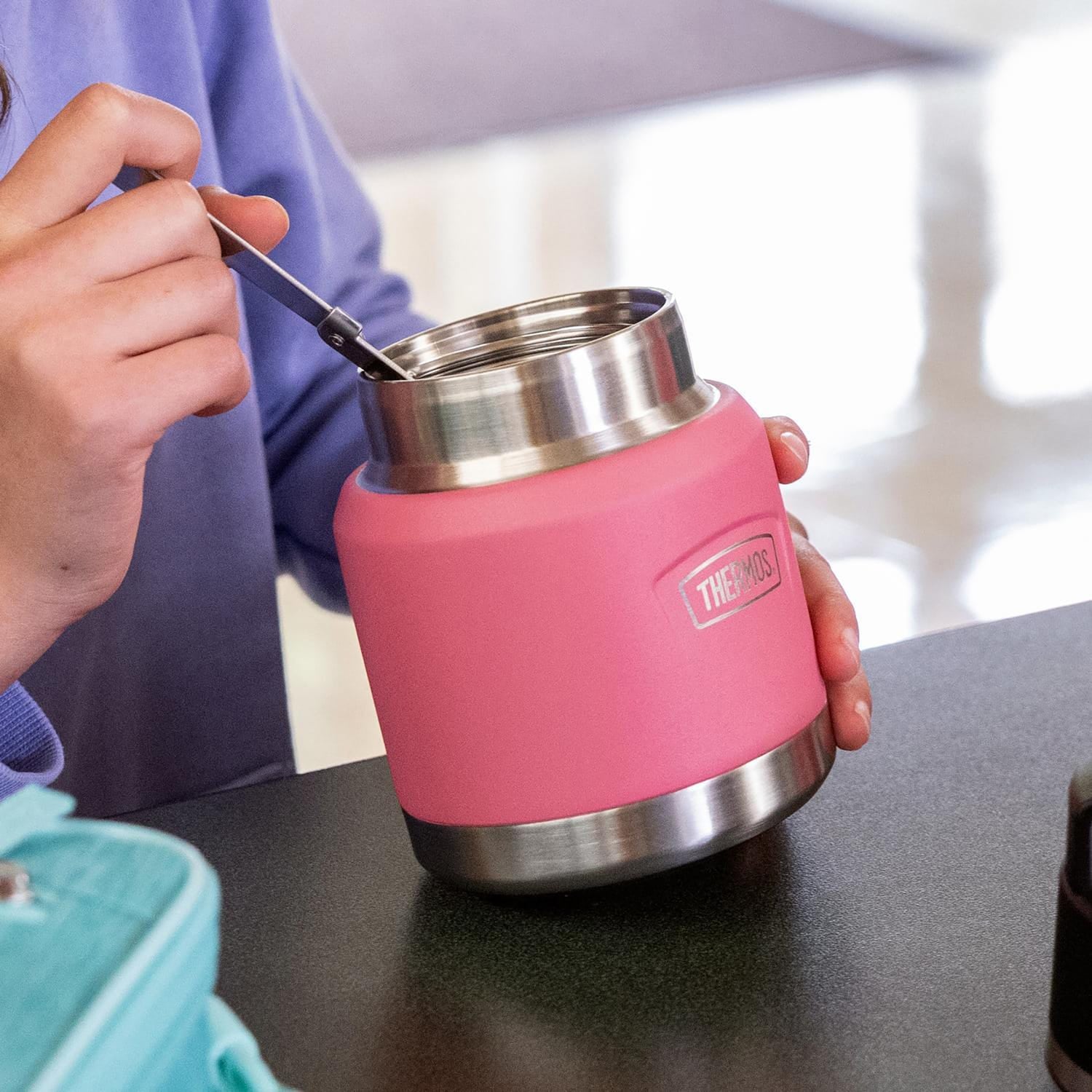 Thermos Icon Series 12-Oz. Stainless Steel Kids Food Jar with Spoon, Hot Pink