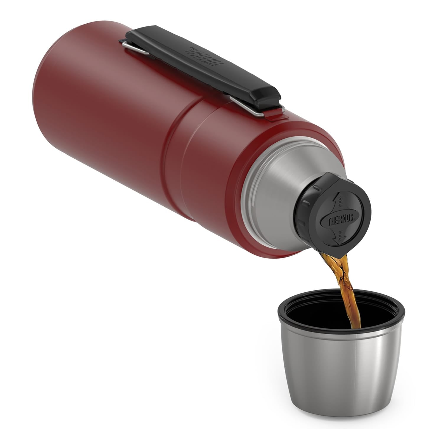 Thermos Stainless King Vacuum Insulated Stainless Steel Beverage Bottle, 1.2 L, Red