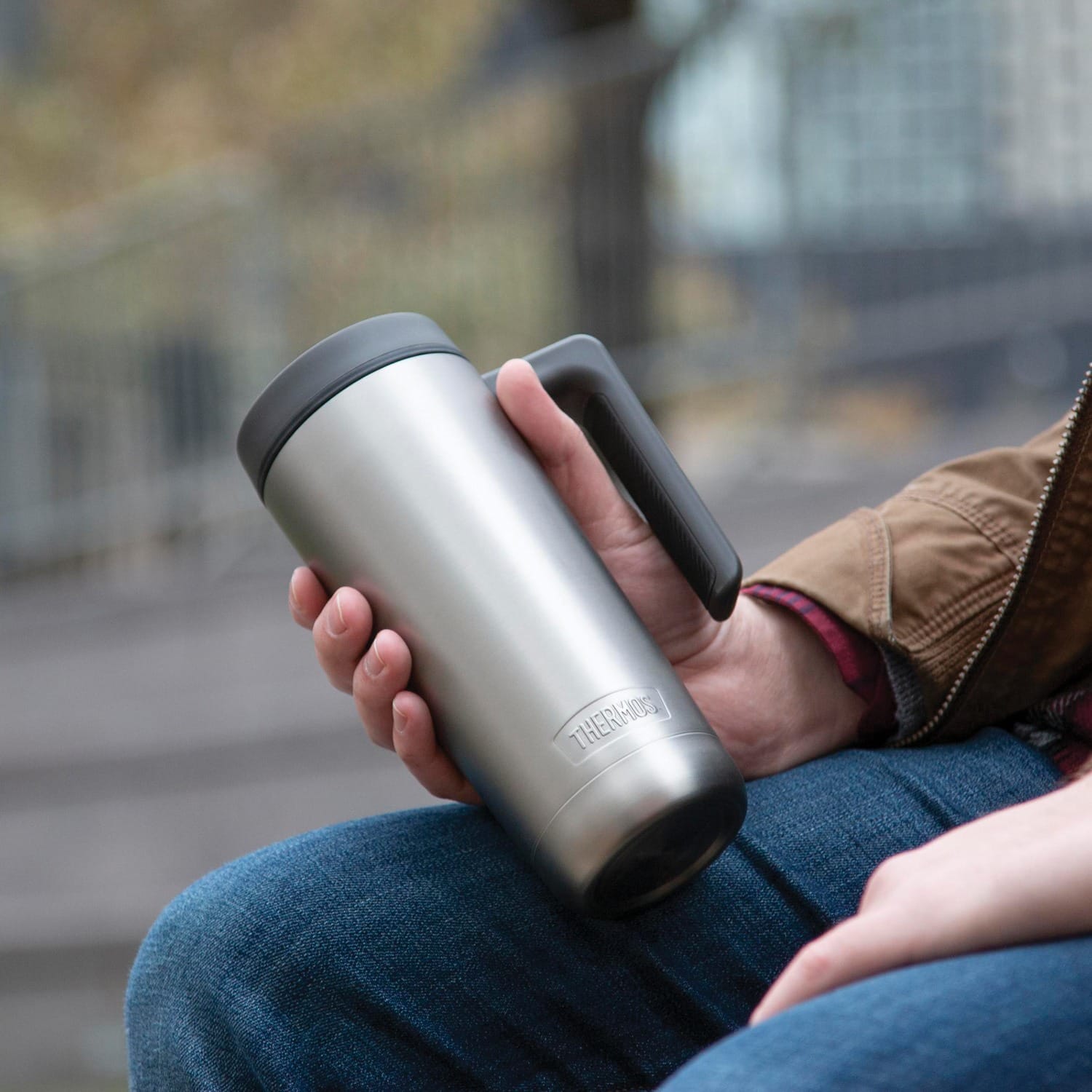 Thermos Alta Series Stainless Steel Vacuum-Insulated 18-Oz. Travel Mug, Matte Steel