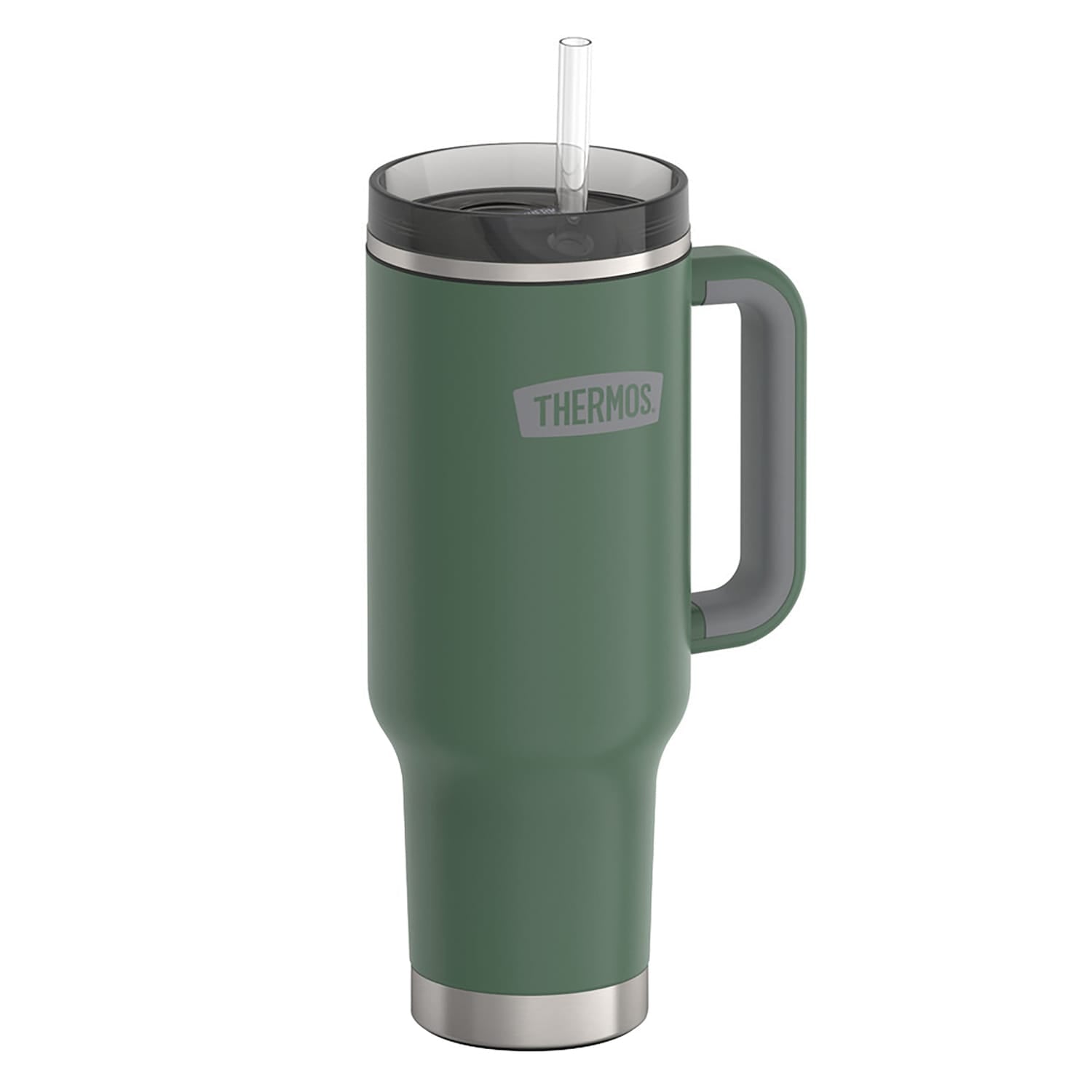 Thermos 40-Oz. Stainless Steel Cup-Holder Mug with Straw, Alpine Green
