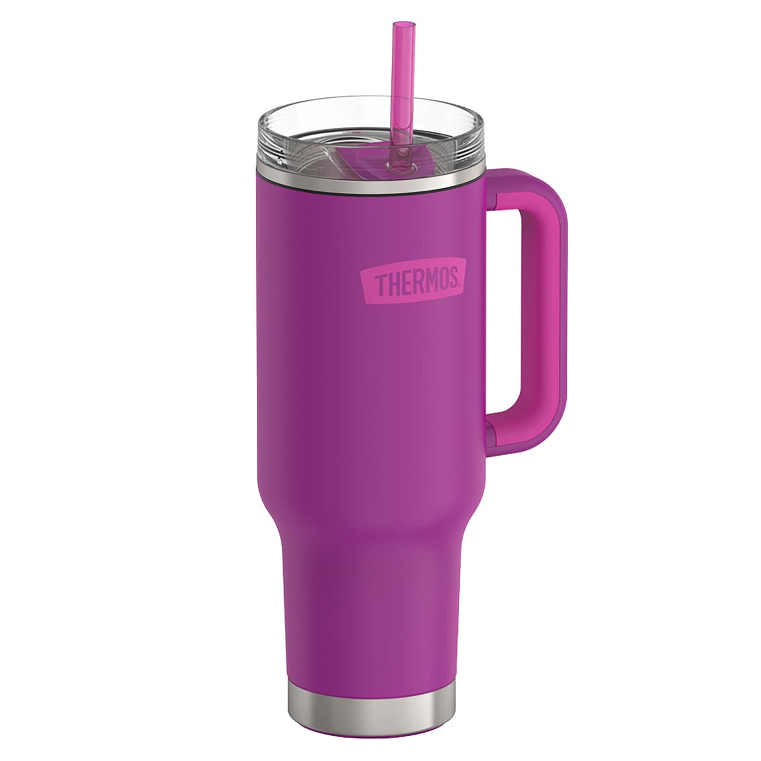 Thermos 40-Oz. Stainless Steel Cup-Holder Mug with Straw, Plum