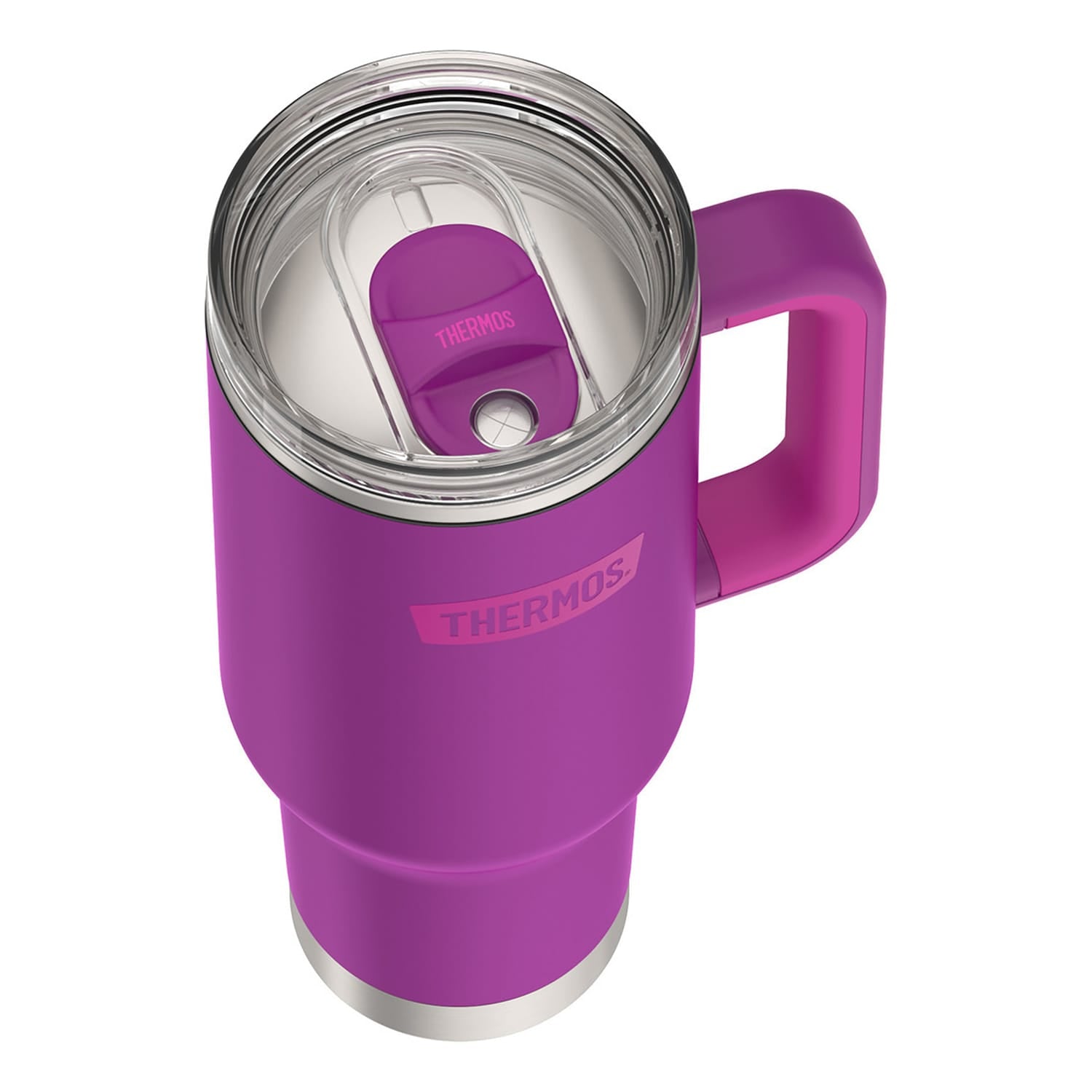 Thermos 40-Oz. Stainless Steel Cup-Holder Mug with Straw, Plum