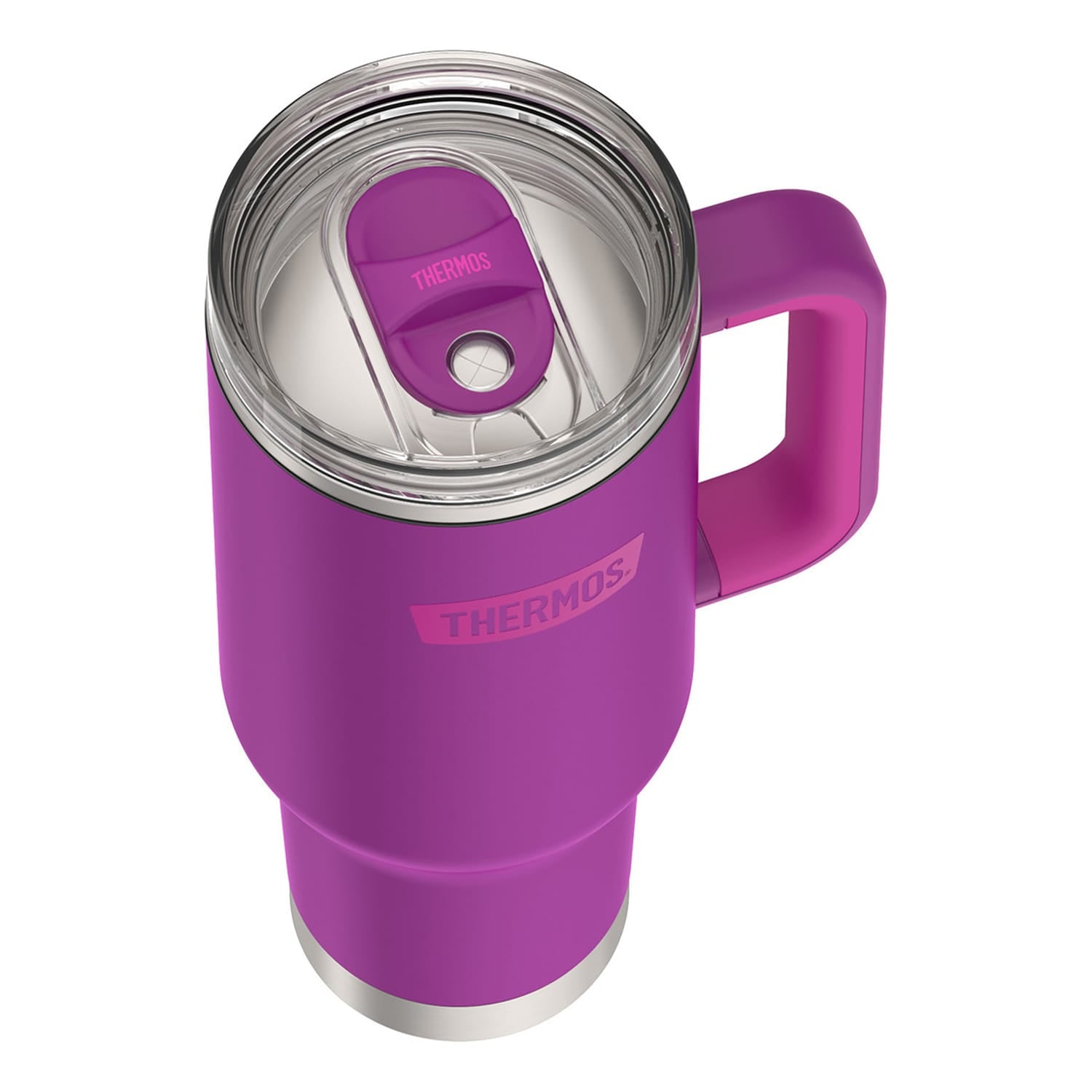 Thermos 40-Oz. Stainless Steel Cup-Holder Mug with Straw, Plum