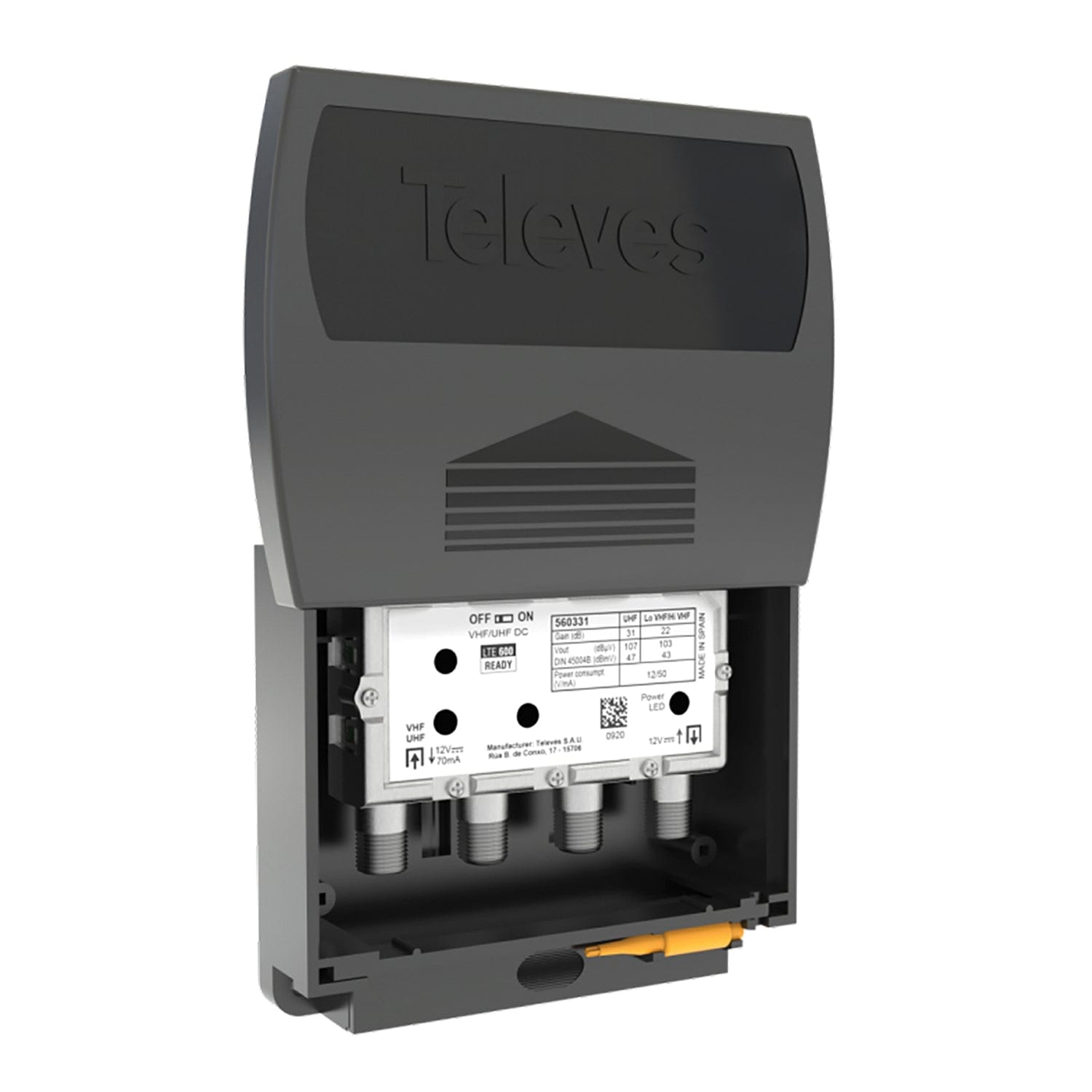 Televes 1-Input TForce Mast Amplifier with BOSS-Tech and “F” Power Supply Unit
