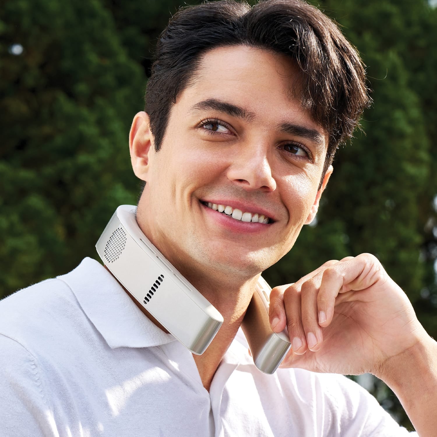 Torras Portable Neck Fan, COOLiFY Cyber Smart AI-Control Wearable Neck Air Conditioner, Bladeless, 6000-mAh Rechargeable Battery, Glacial White