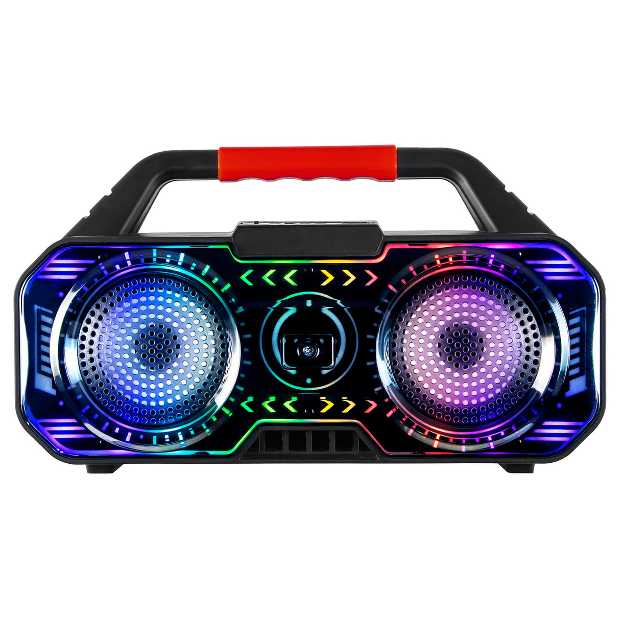 RCA 6-Watt BEAT-4 Portable Bluetooth Boom Box, TWS, Dual Drivers, RGB Lights, USB/microSD Card, FM Radio, up to 6 Hours Play Time