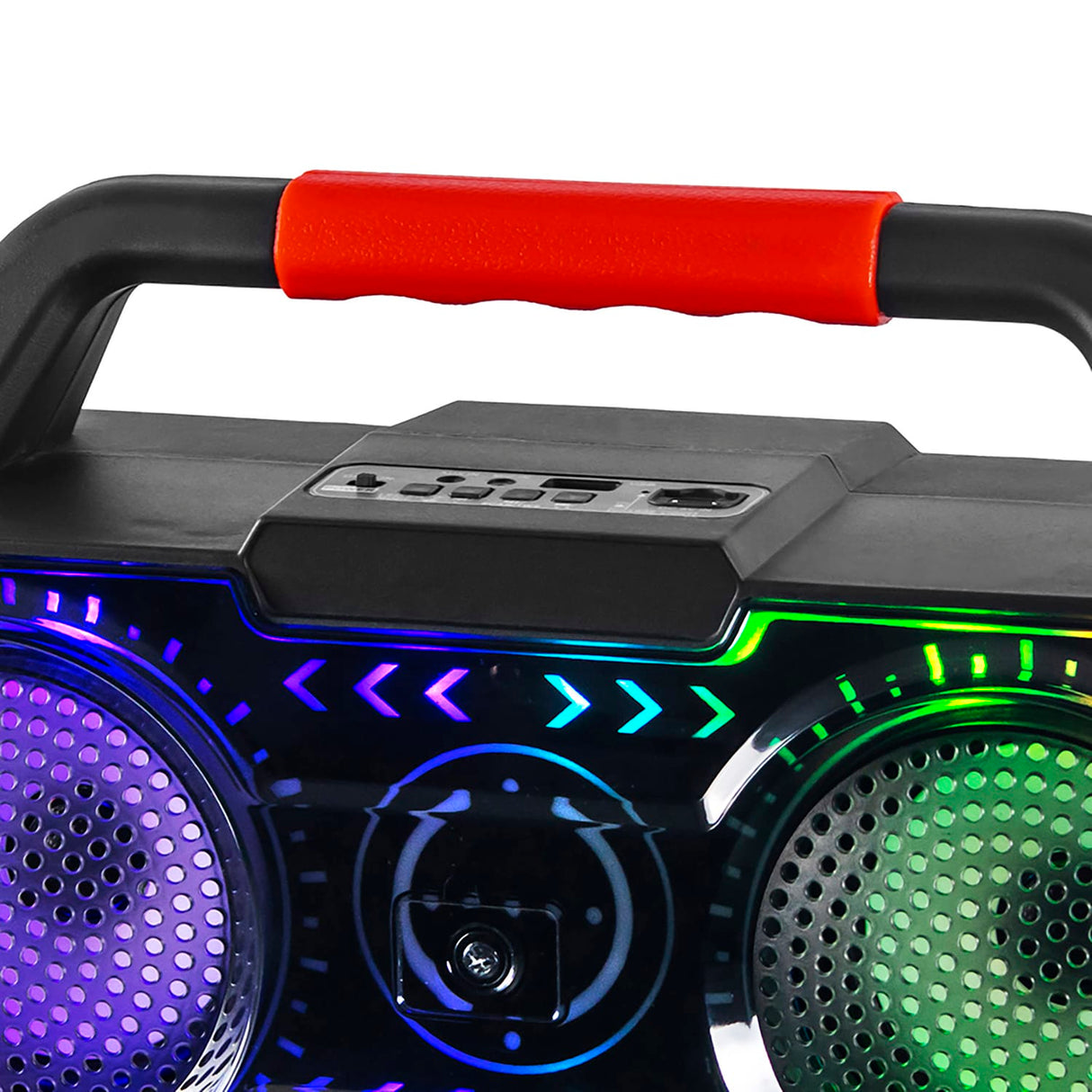 RCA 6-Watt BEAT-4 Portable Bluetooth Boom Box, TWS, Dual Drivers, RGB Lights, USB/microSD Card, FM Radio, up to 6 Hours Play Time