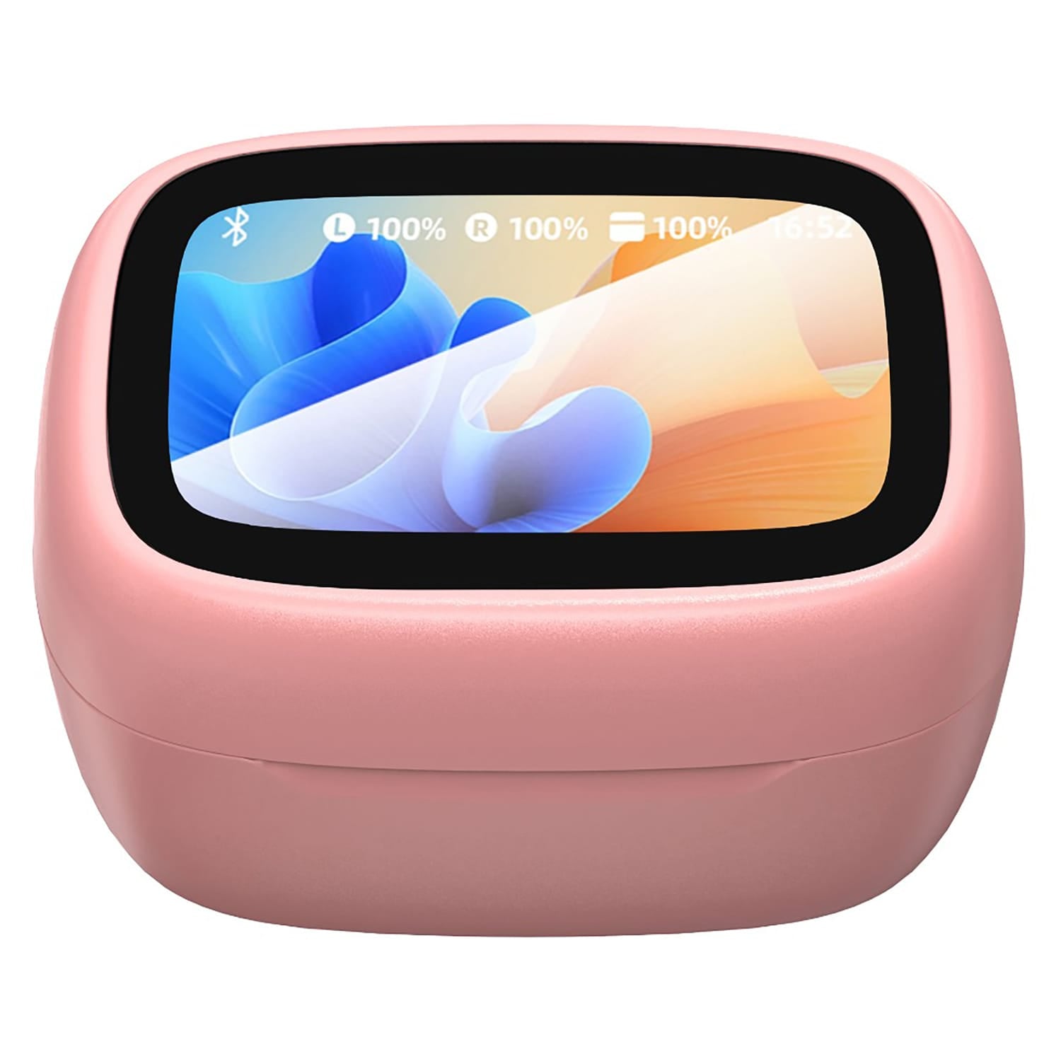 RCA WAVE-45 TWS Bluetooth In-Ear Earbuds with Mics, On-Ear Controls, ANC, Charging Case with Touch Screen, up to 6 Hours Play Time, Pink